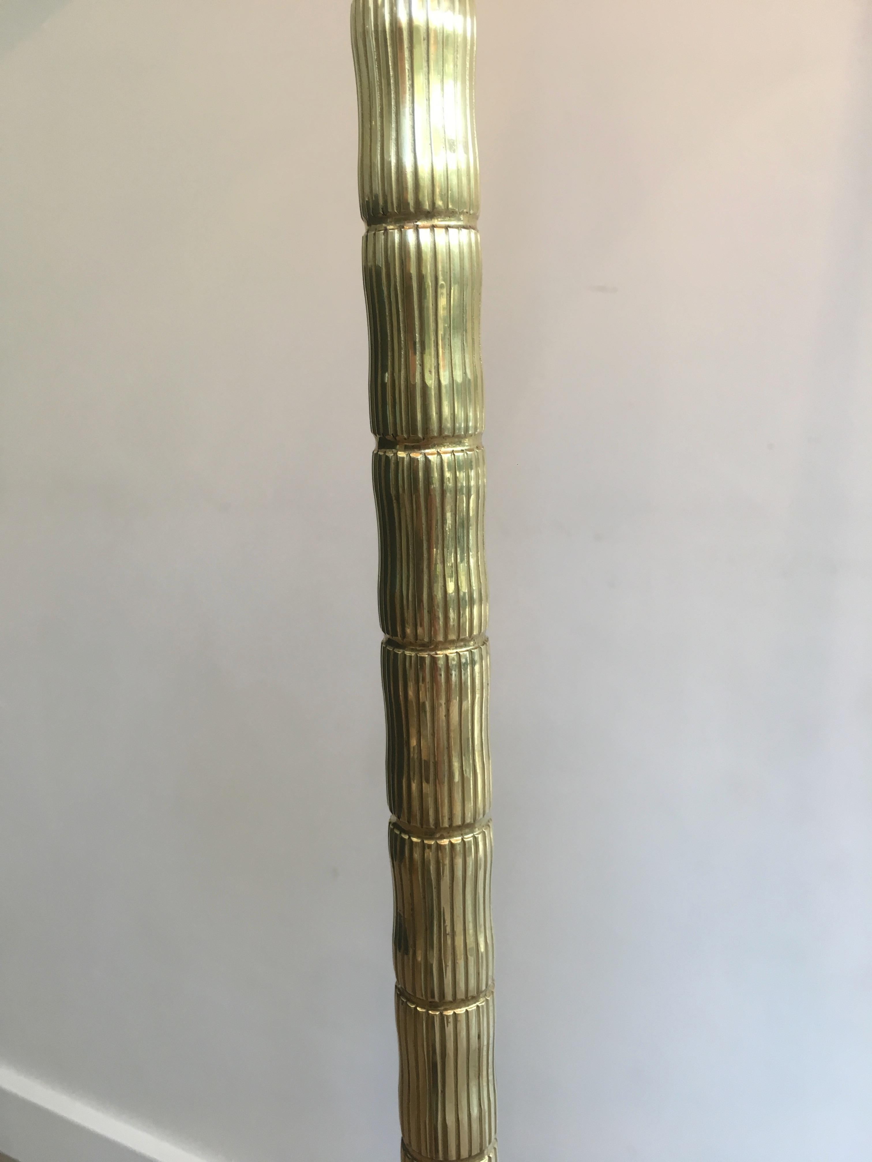 Neoclassical Style Faux-Bamboo Brass Floor Lamp, French, circa 1970 7
