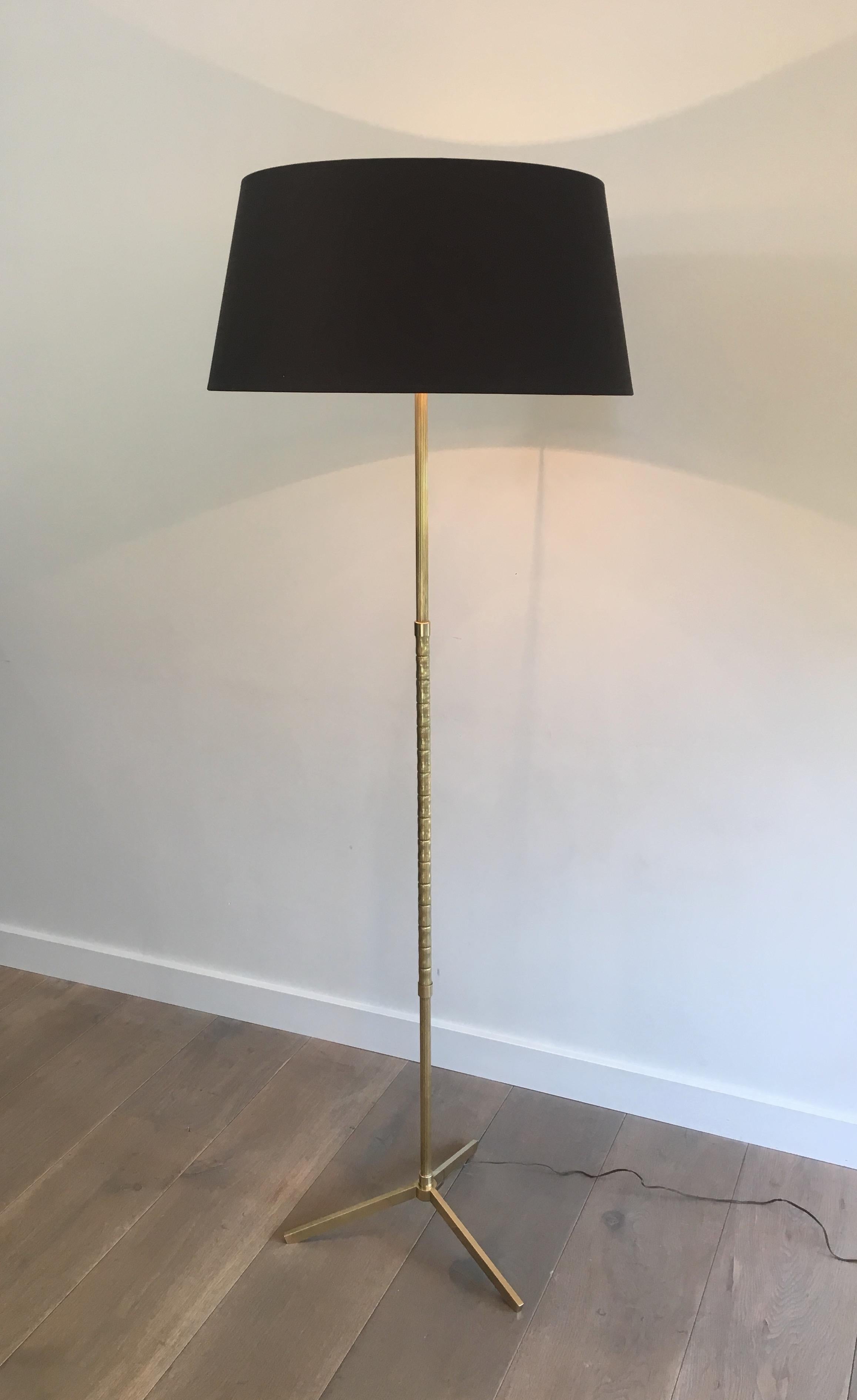 Neoclassical Style Faux-Bamboo Brass Floor Lamp, French, circa 1970 9