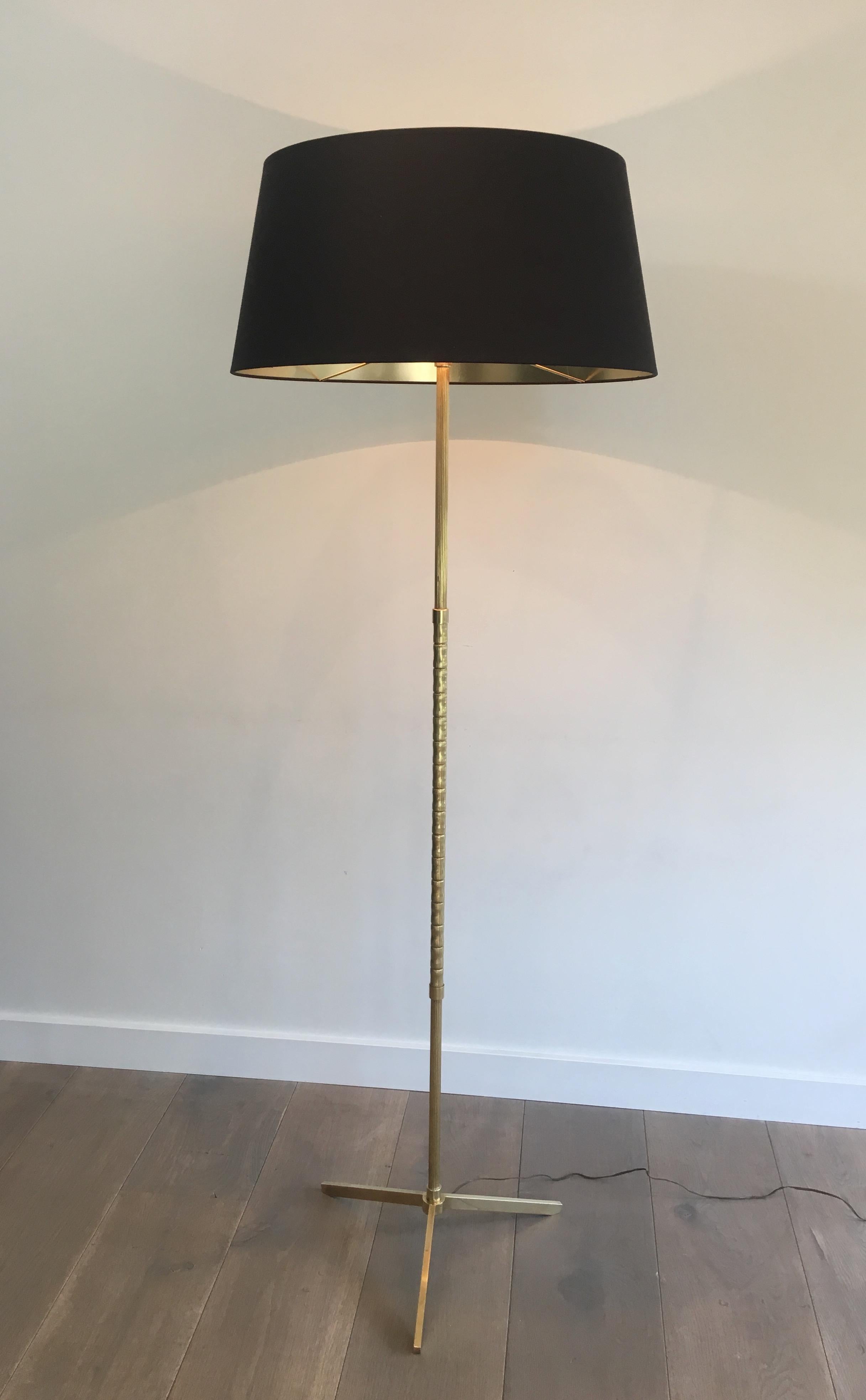 Neoclassical Style Faux-Bamboo Brass Floor Lamp, French, circa 1970 15