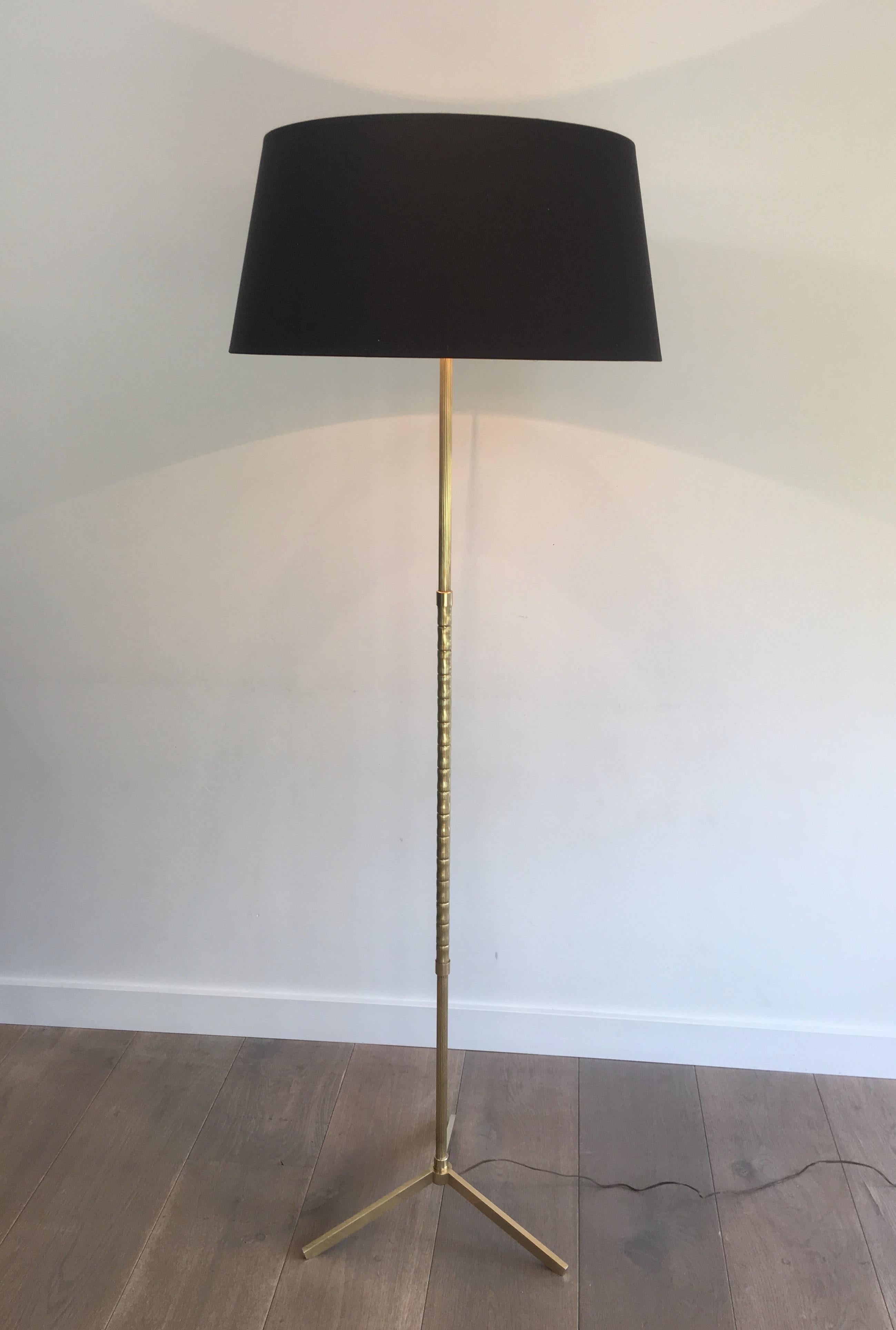 Neoclassical Style Faux-Bamboo Brass Floor Lamp, French, circa 1970 In Good Condition In Marcq-en-Barœul, Hauts-de-France
