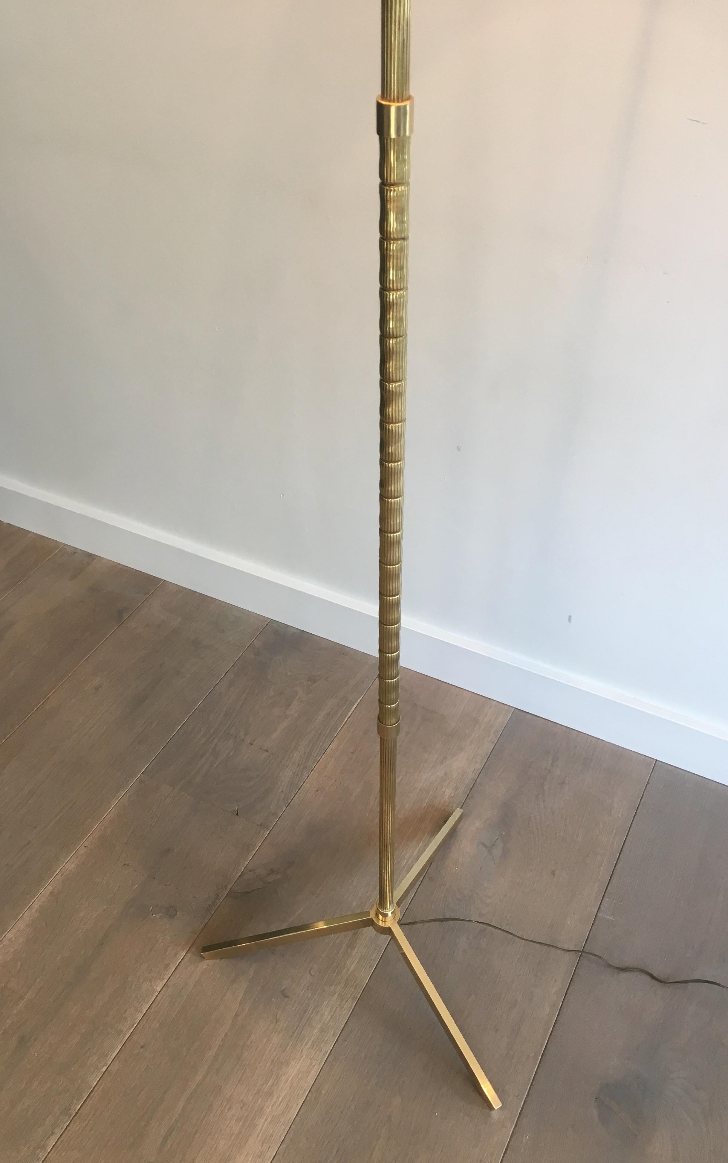Late 20th Century Neoclassical Style Faux-Bamboo Brass Floor Lamp, French, circa 1970