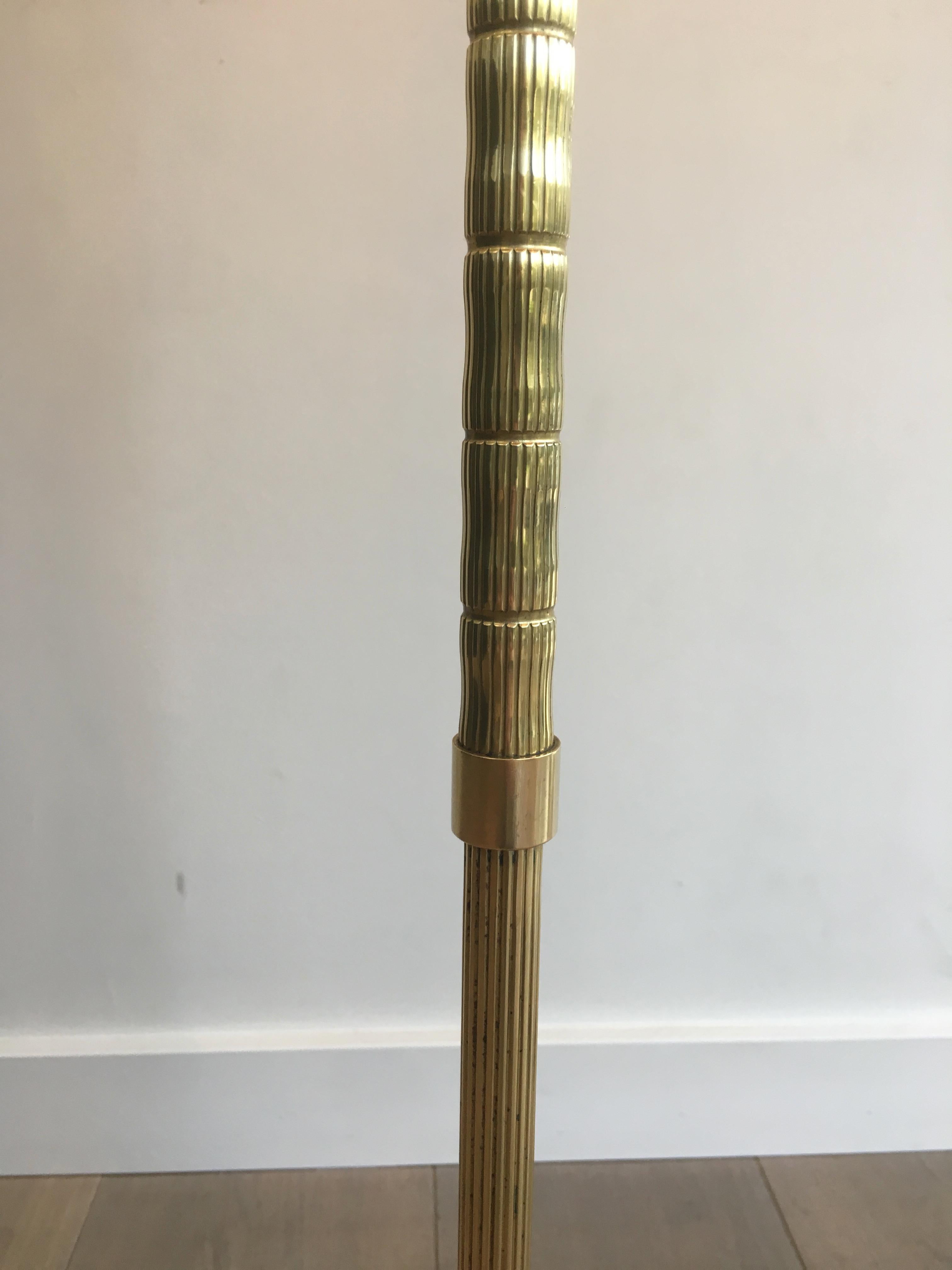 Neoclassical Style Faux-Bamboo Brass Floor Lamp, French, circa 1970 2