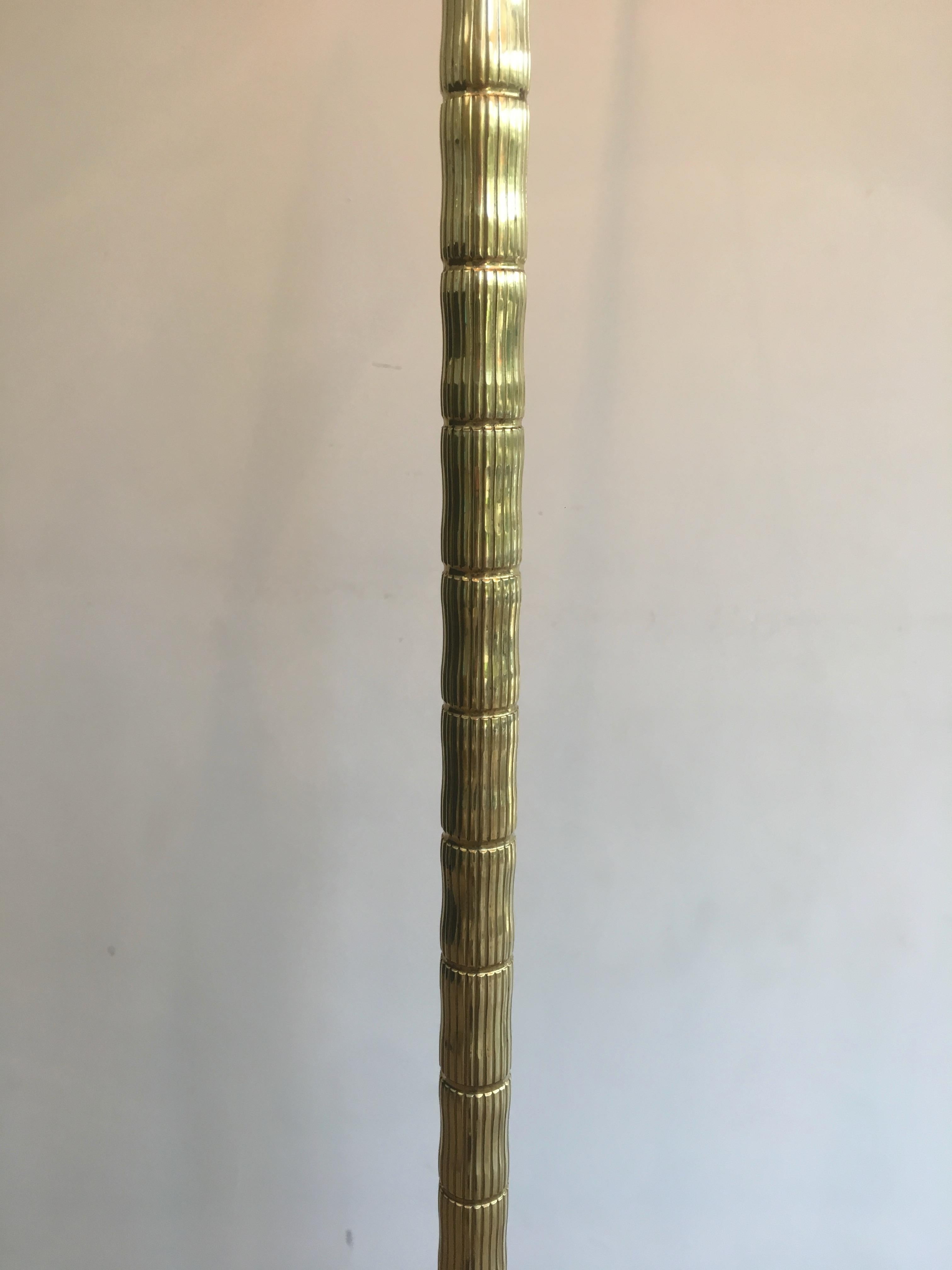 Neoclassical Style Faux-Bamboo Brass Floor Lamp, French, circa 1970 3