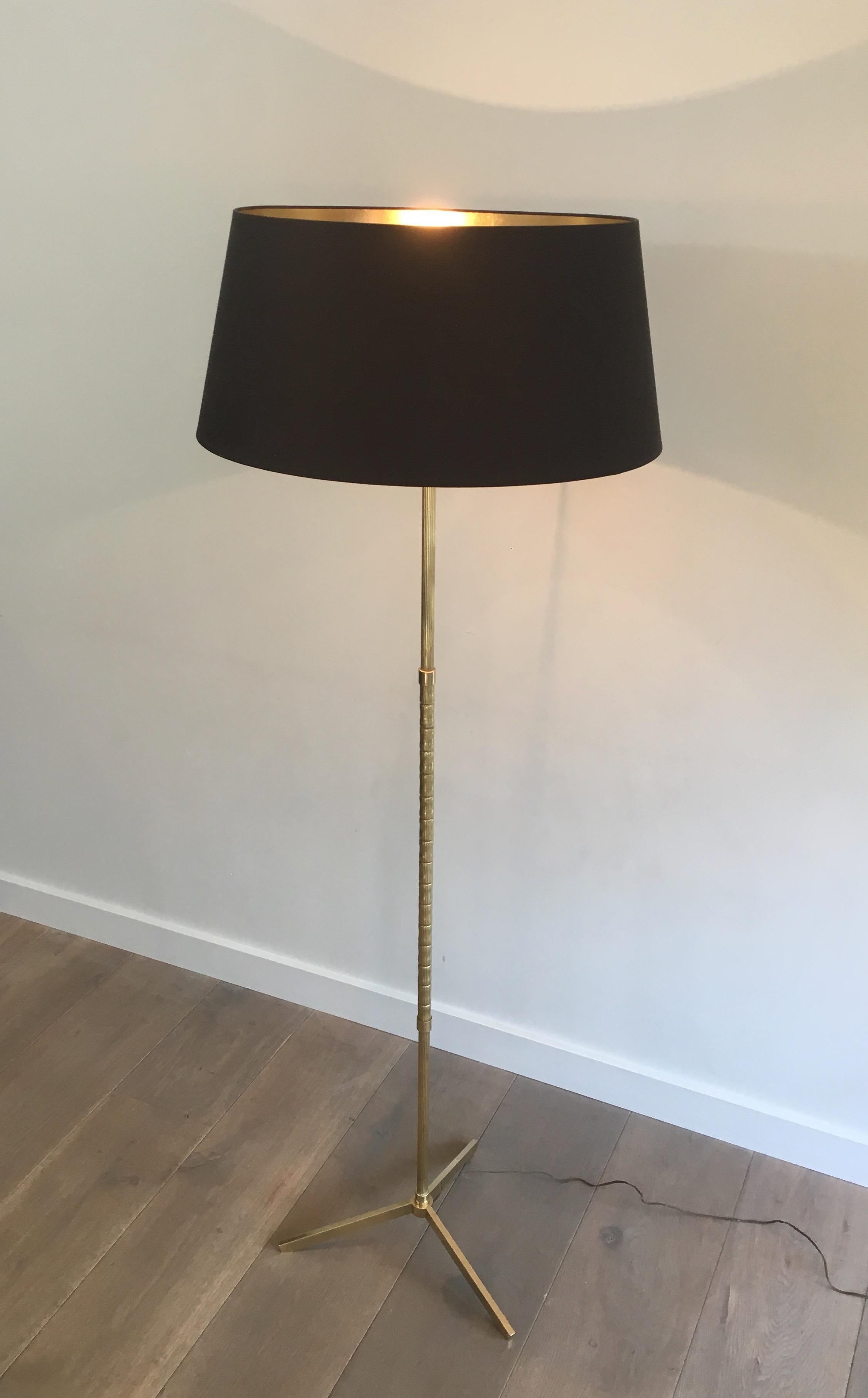 Neoclassical Style Faux-Bamboo Brass Floor Lamp, French, circa 1970 5