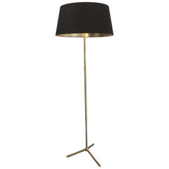 Neoclassical Style Faux-Bamboo Brass Floor Lamp, French, circa 1970