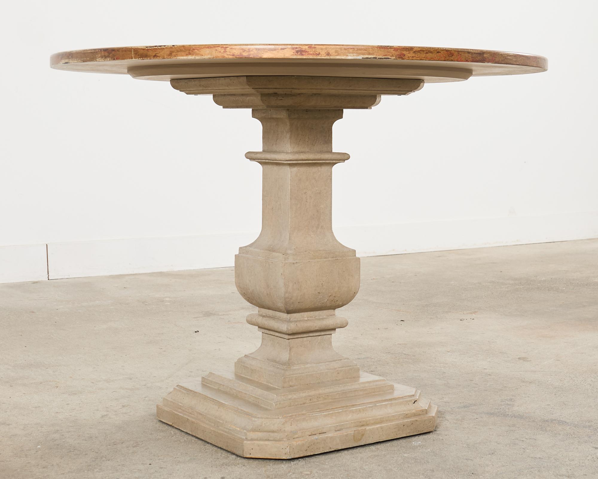 American Neoclassical Style Faux Limestone Lacquered Center Table