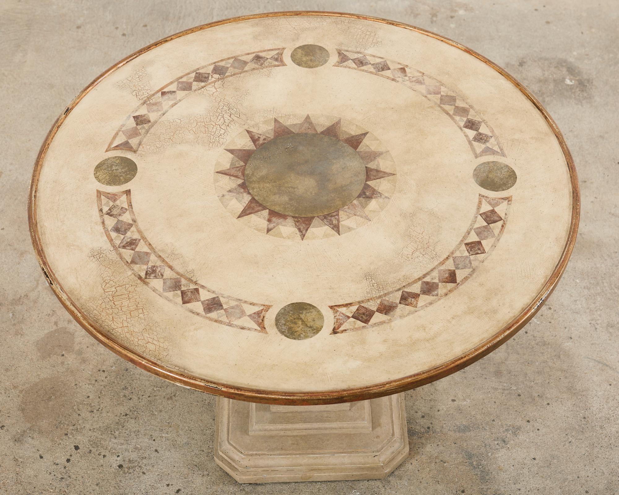 Neoclassical Style Faux Limestone Lacquered Center Table In Good Condition In Rio Vista, CA