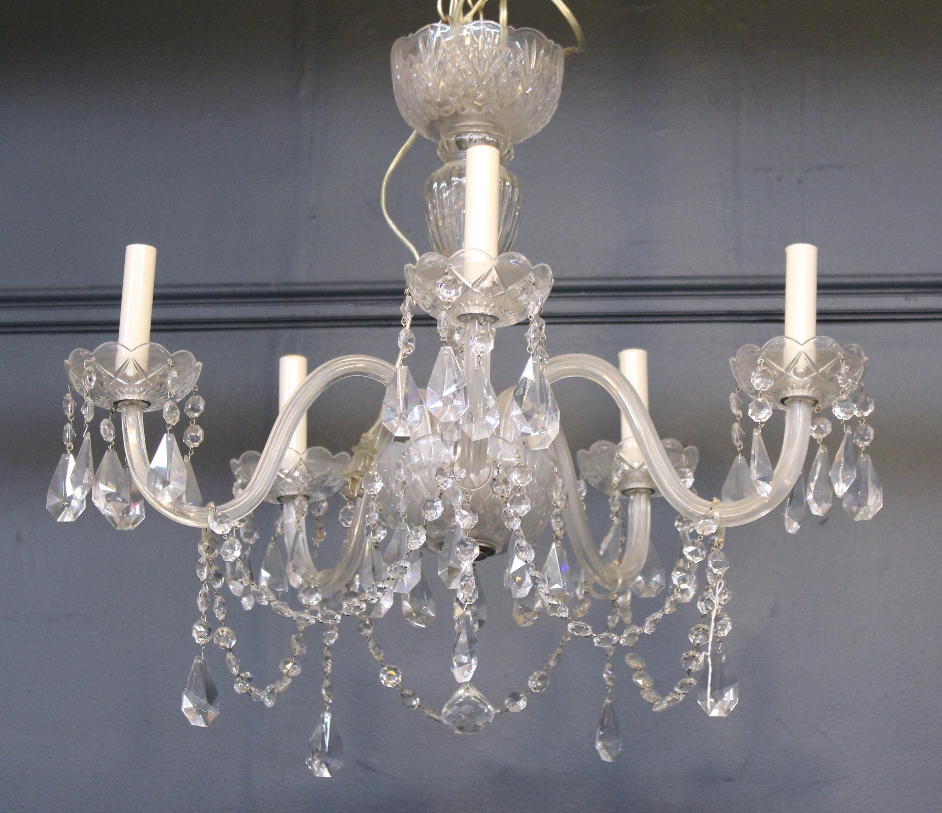 Neoclassical Revival Neoclassical Style Five-Arm Crystal Chandelier