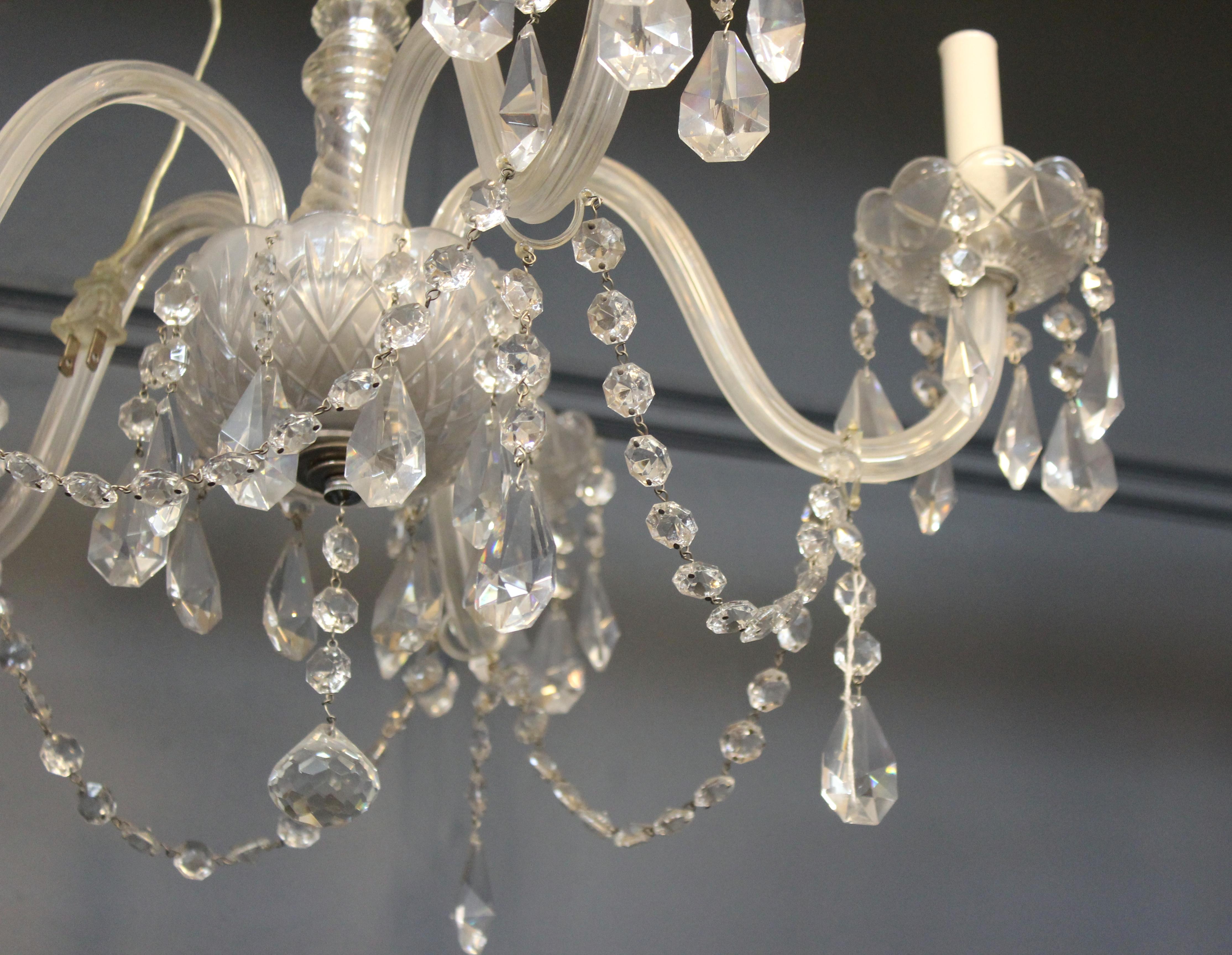 Neoclassical Style Five-Arm Crystal Chandelier In Good Condition In New York, NY