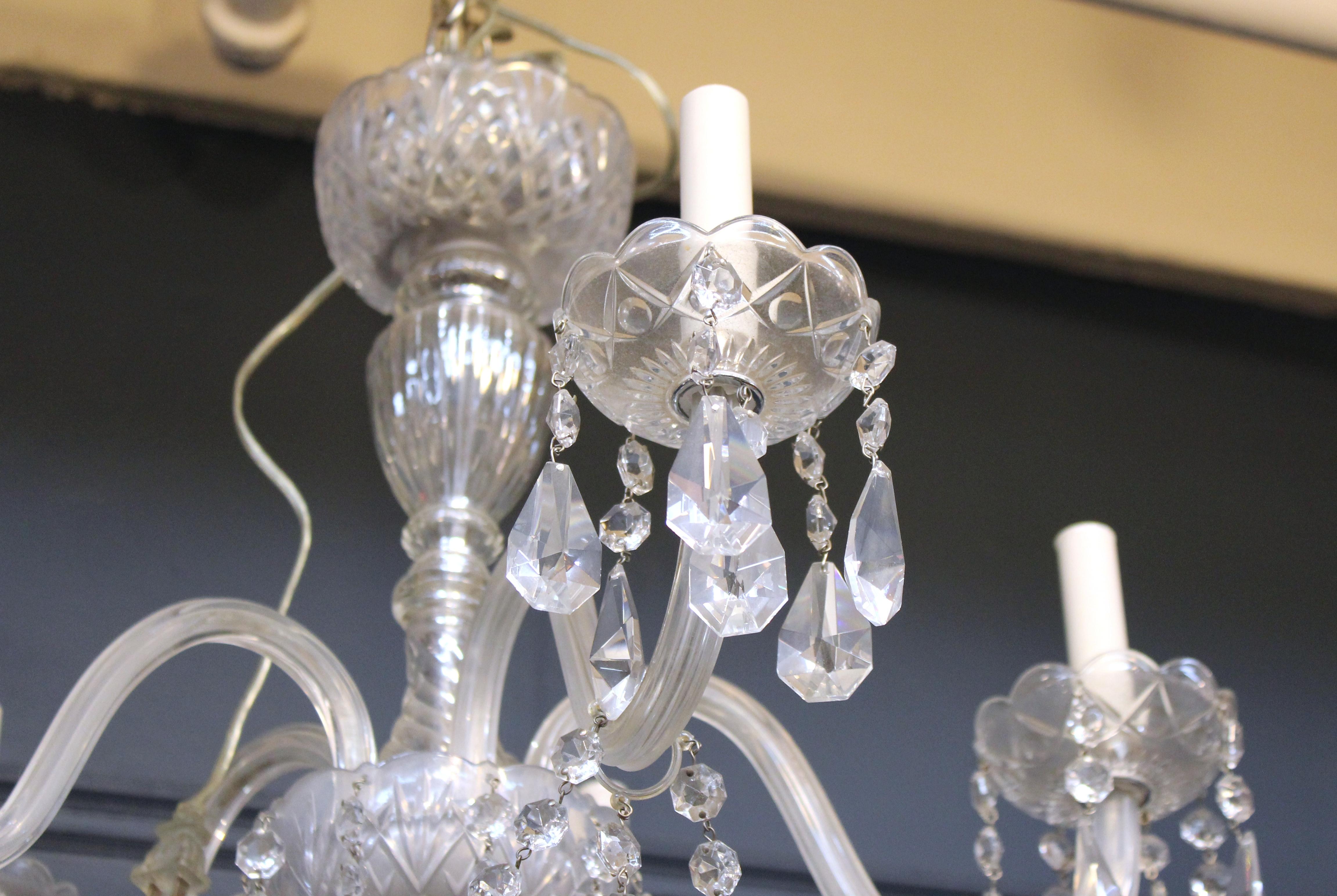 20th Century Neoclassical Style Five-Arm Crystal Chandelier