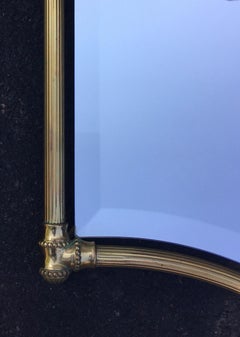 Neoclassical Style Fluted Brass Metal Floating Wall Mirrors, Pair