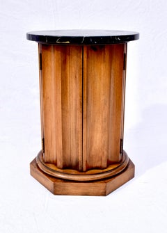 Neoclassical Style Fluted Marble Column Side Table/Cabinet