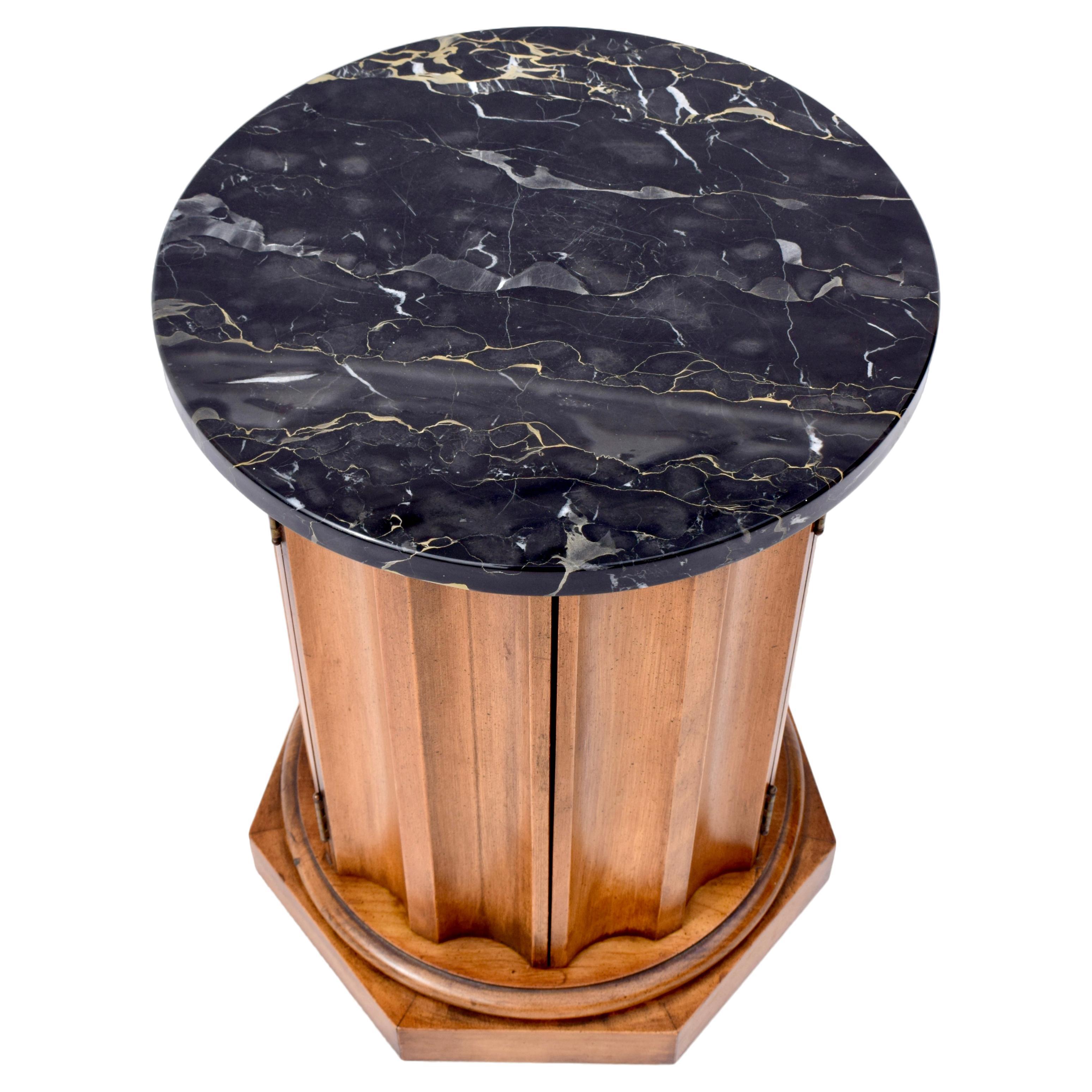 Neoclassical Style Fluted Marble Column Side Table/Cabinet For Sale