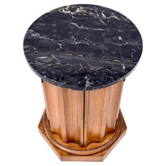 Neoclassical Style Fluted Marble Column Side Table/Cabinet