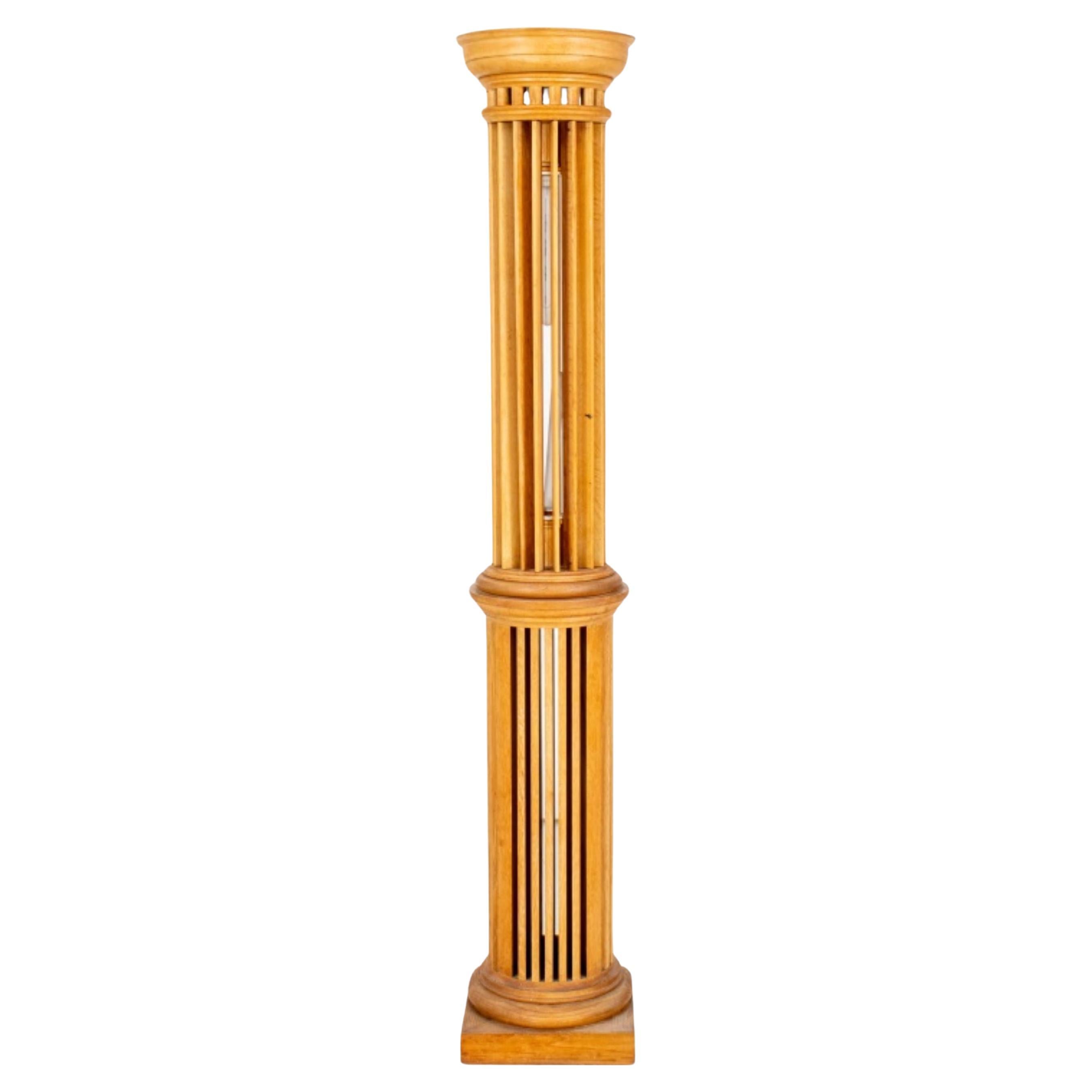 Neoclassical Style Fluted Wood Column Floor Lamp For Sale