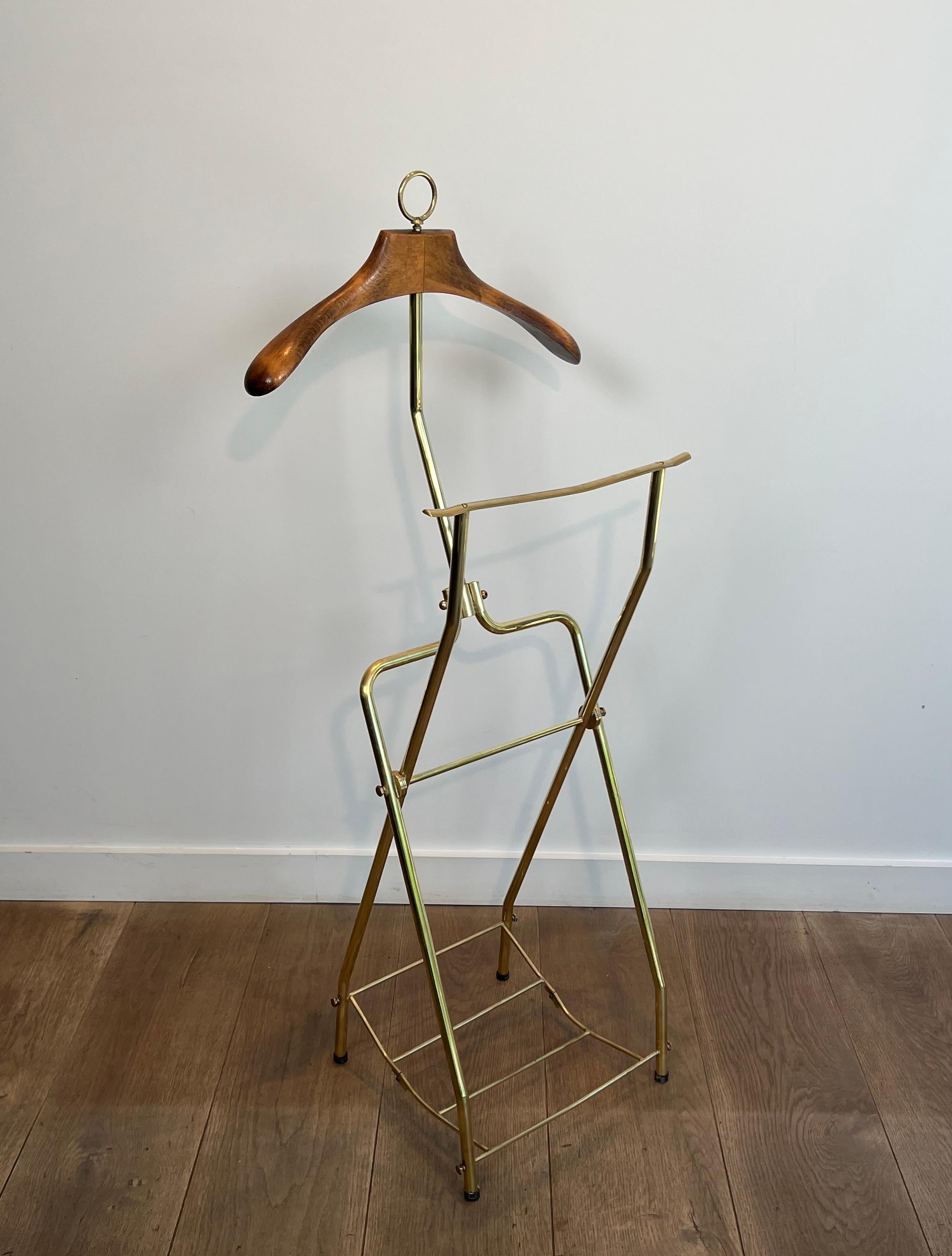 Valet in stile neoclassico Foldes in ottone e legno con rotelle in vendita 6