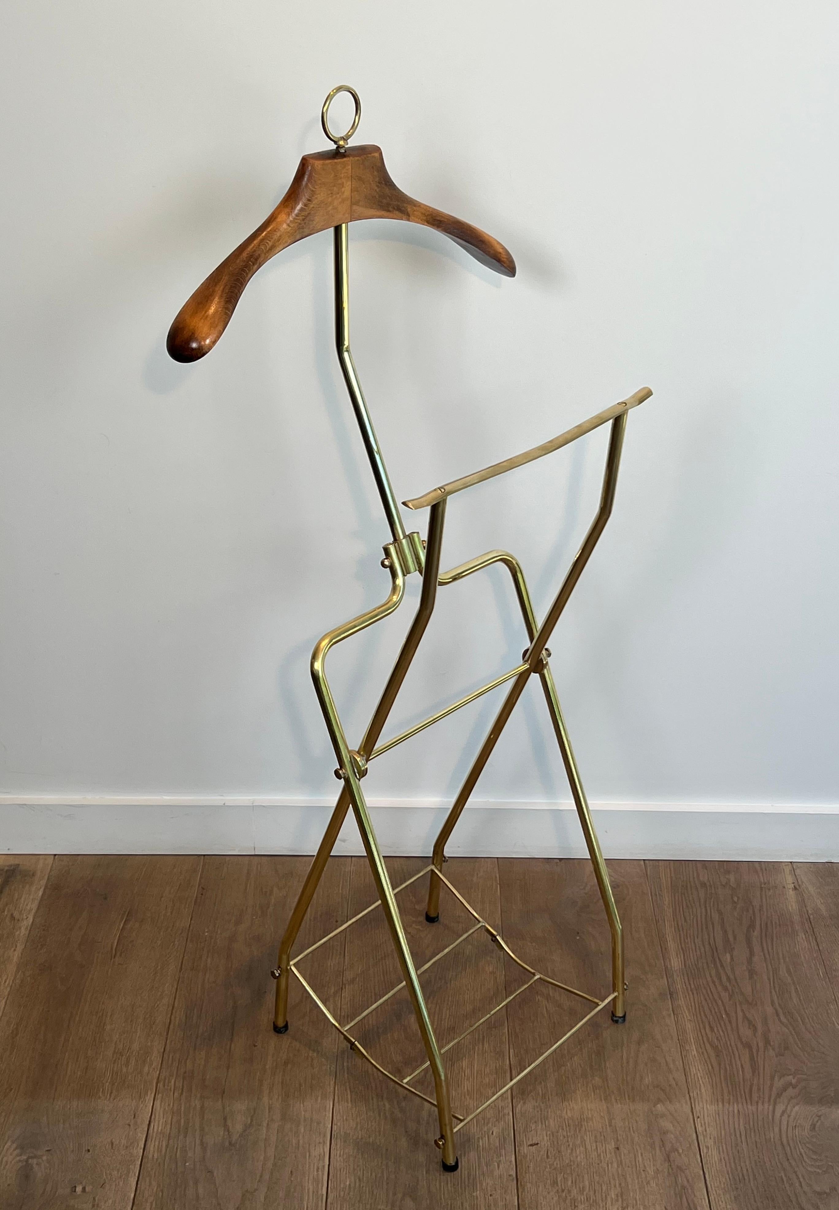 Valet in stile neoclassico Foldes in ottone e legno con rotelle in vendita 10