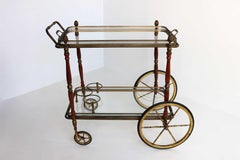 Neoclassical Style French Brass Bar Cart Serving Tray by Maison Bagués, 1940