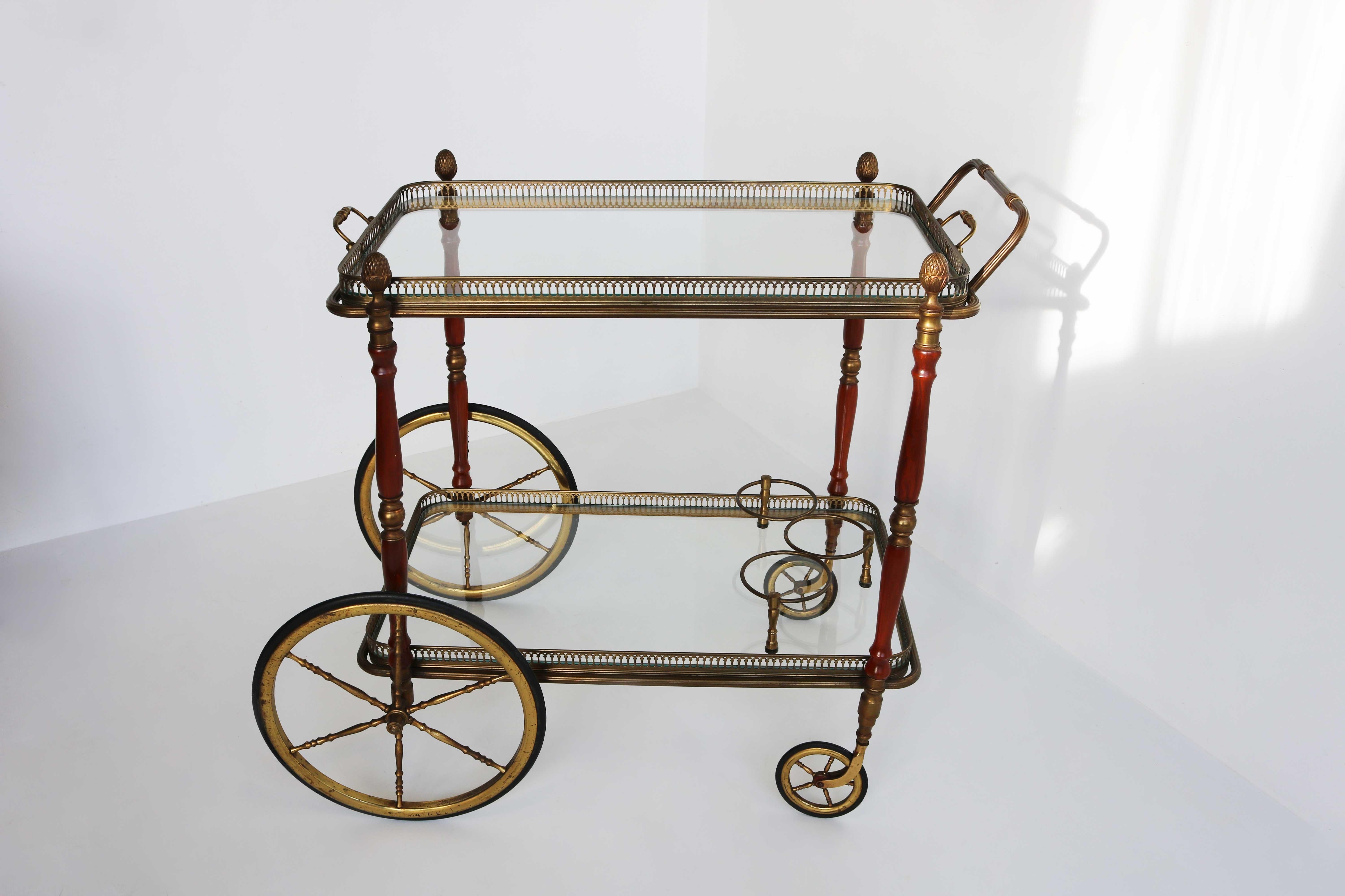 Neoclassical Style French Brass Bar Cart Serving Tray by Maison Bagués, 1940 In Good Condition In Ijzendijke, NL