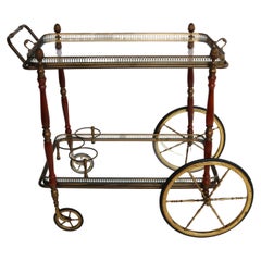 Neoclassical Style French Brass Bar Cart Serving Tray by Maison Bagués, 1940