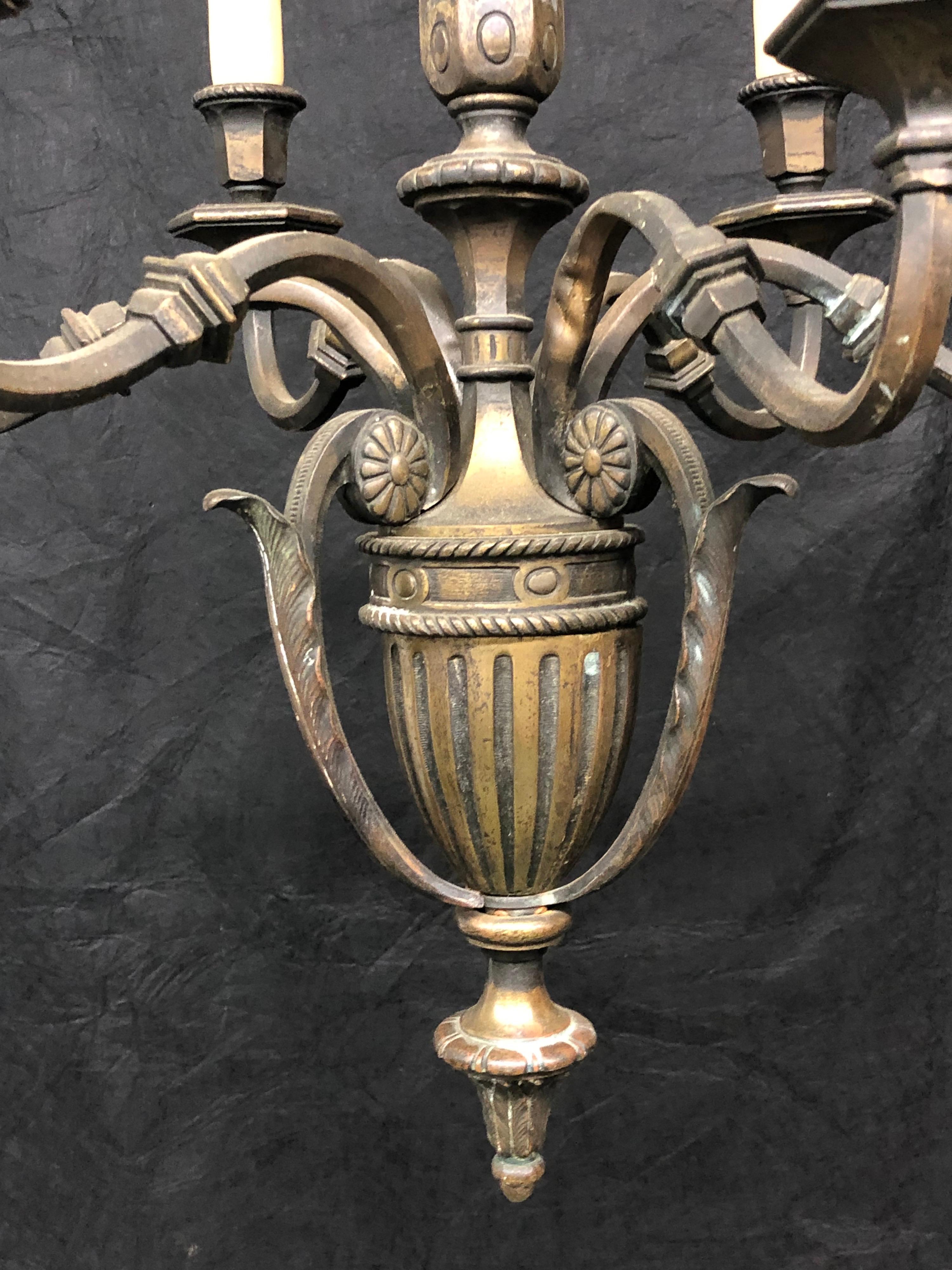  Neoclassical Style French Brass Chandelier, Early 20th C. For Sale 6