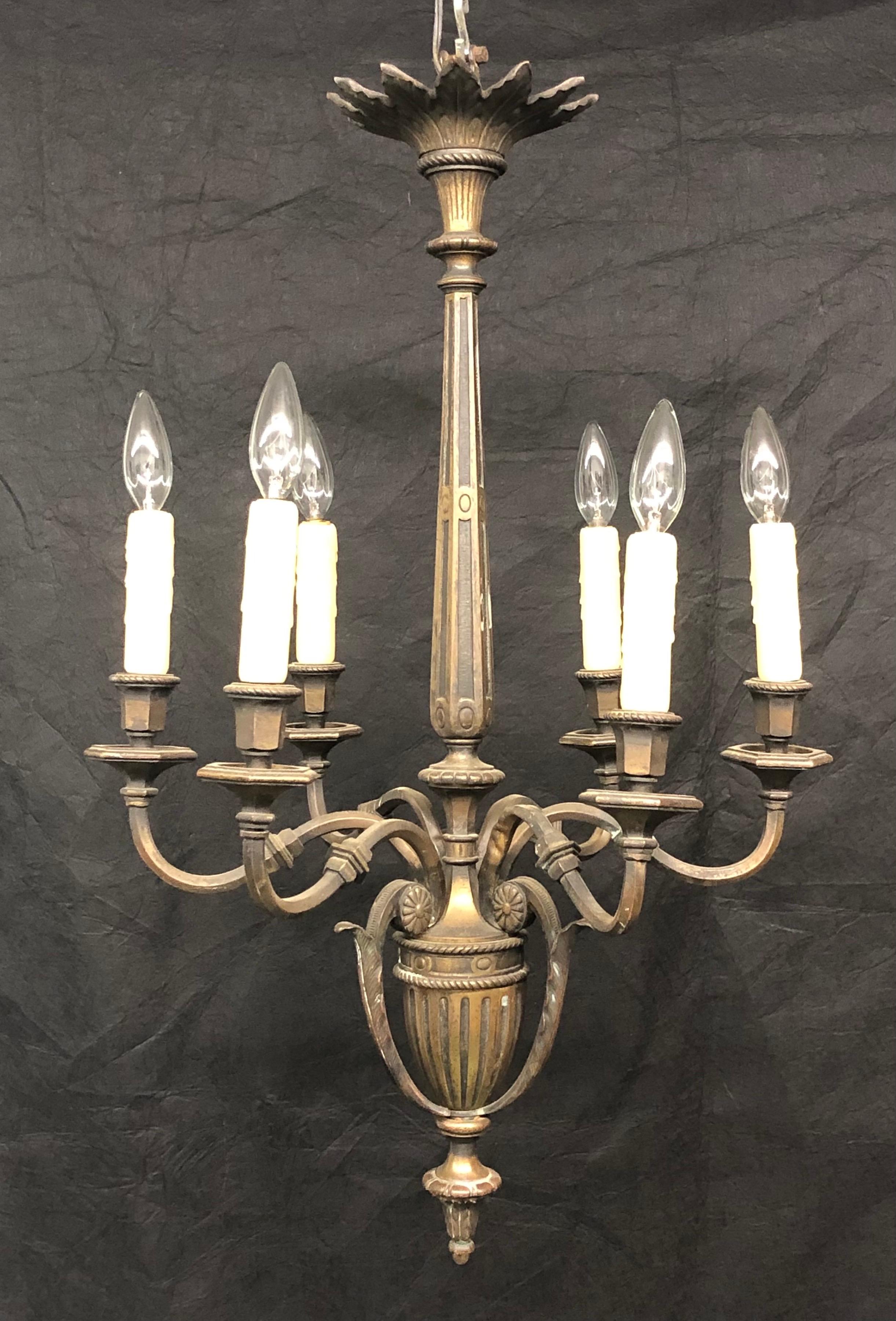 20th Century  Neoclassical Style French Brass Chandelier, Early 20th C. For Sale