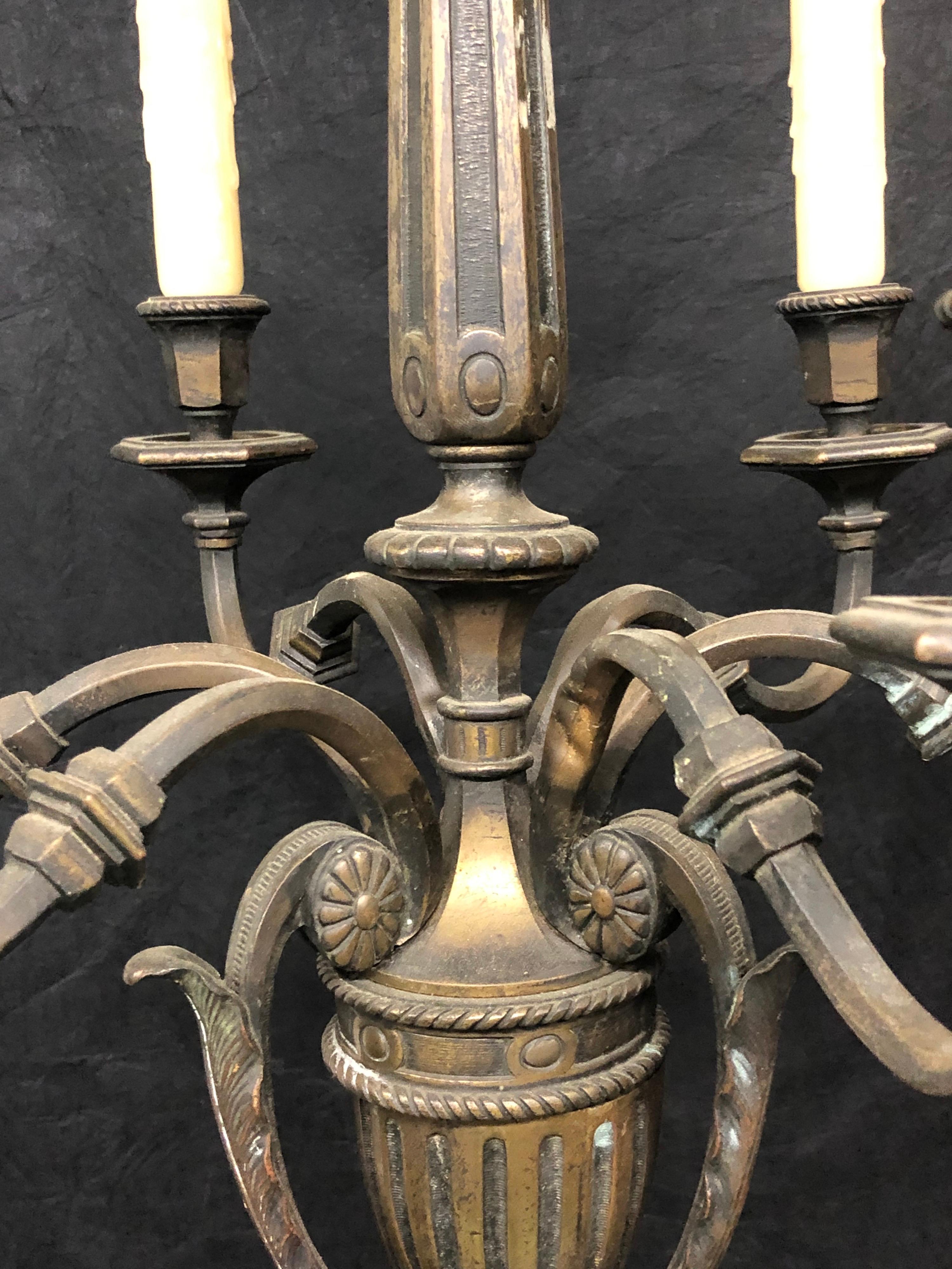 Neoclassical Style French Brass Chandelier, Early 20th C. For Sale 5