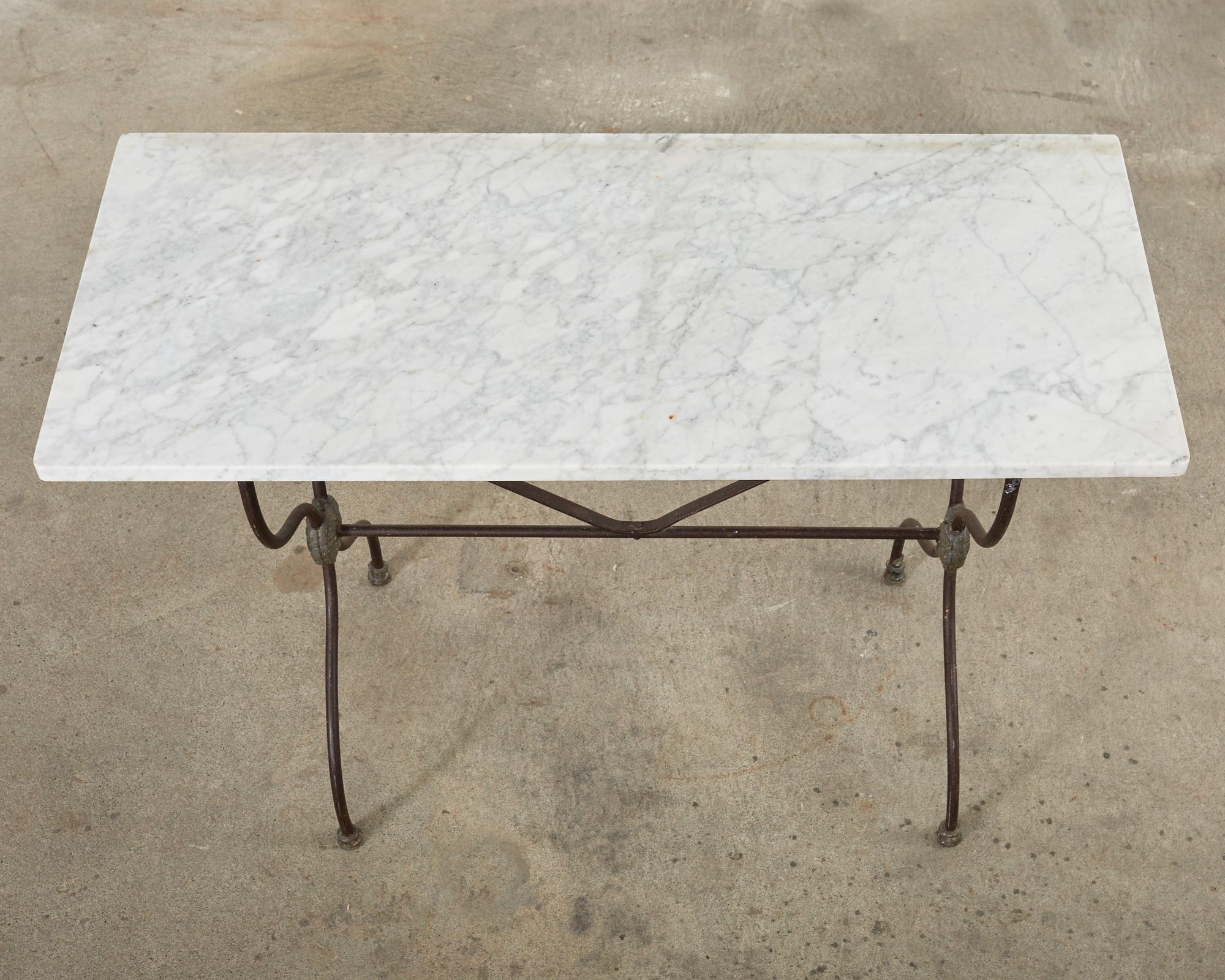 20th Century Neoclassical Style French Marble Top Bistro Dining Table or Console