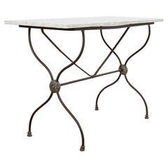 Neoclassical Style French Marble Top Bistro Dining Table or Console