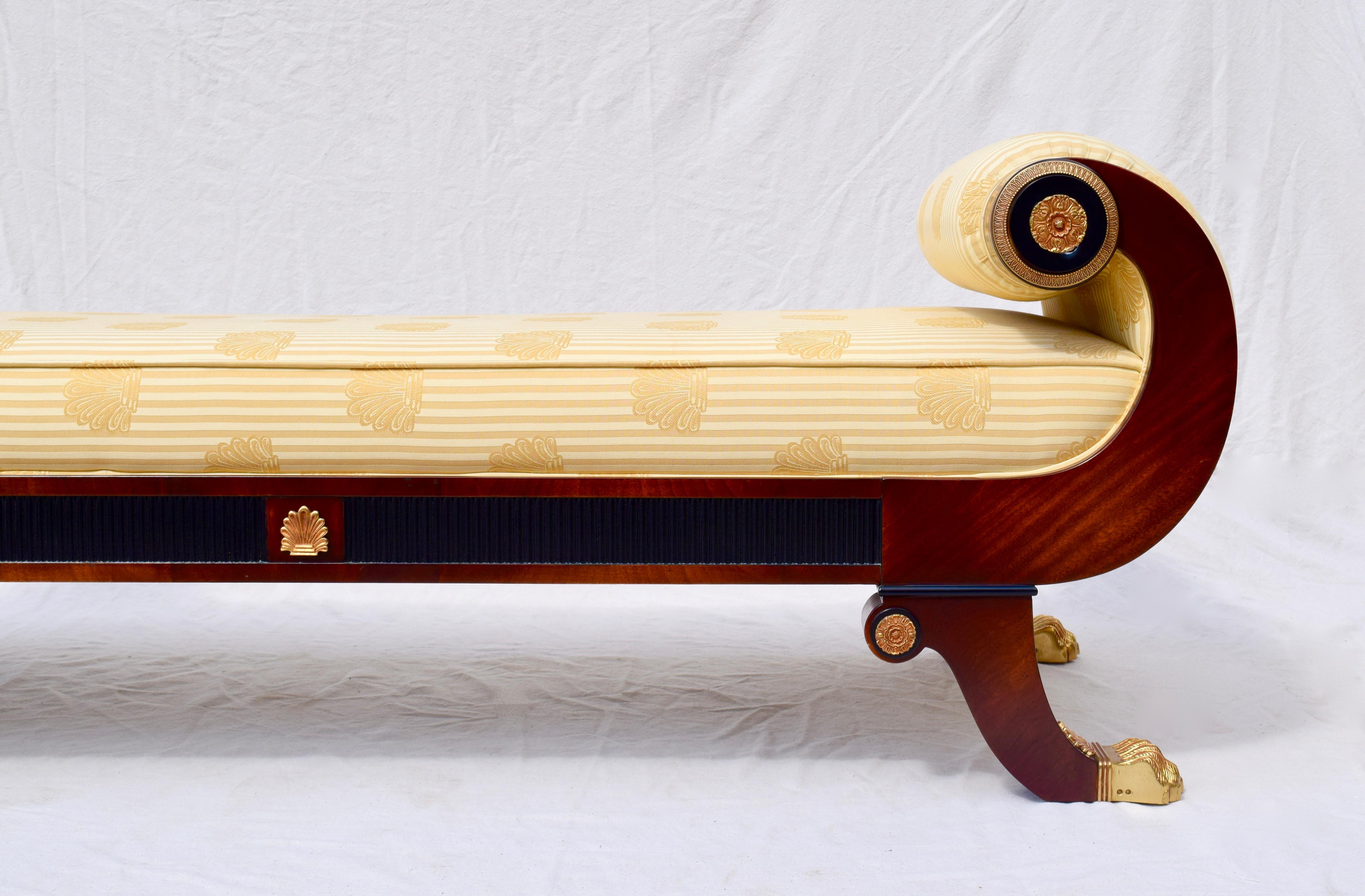 Mahogany Neoclassical Style French Recamier or Daybed in the Style of Maitland Smith
