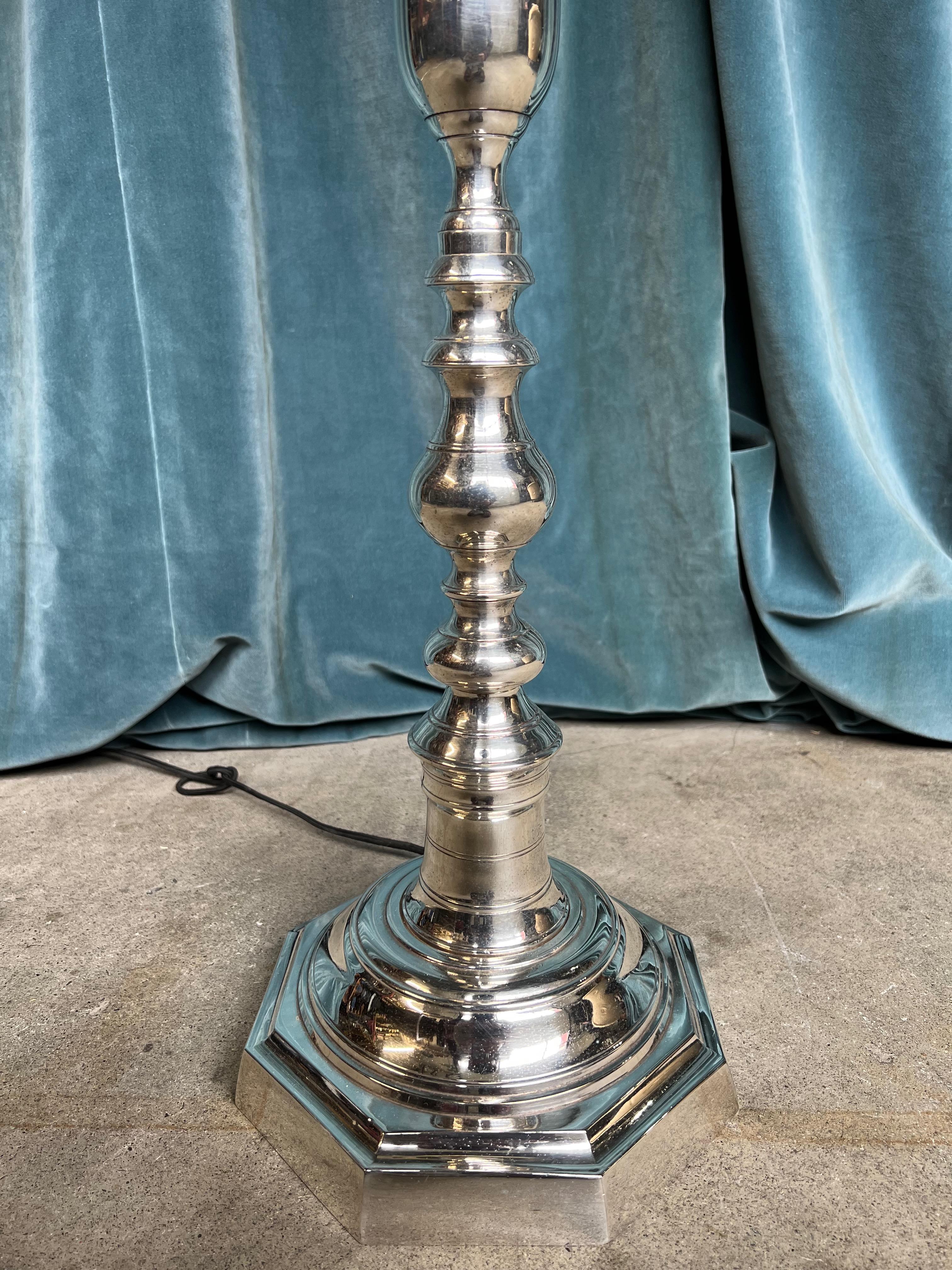 Neoclassical Style French Silvered Bronze Floor Lamp For Sale 4
