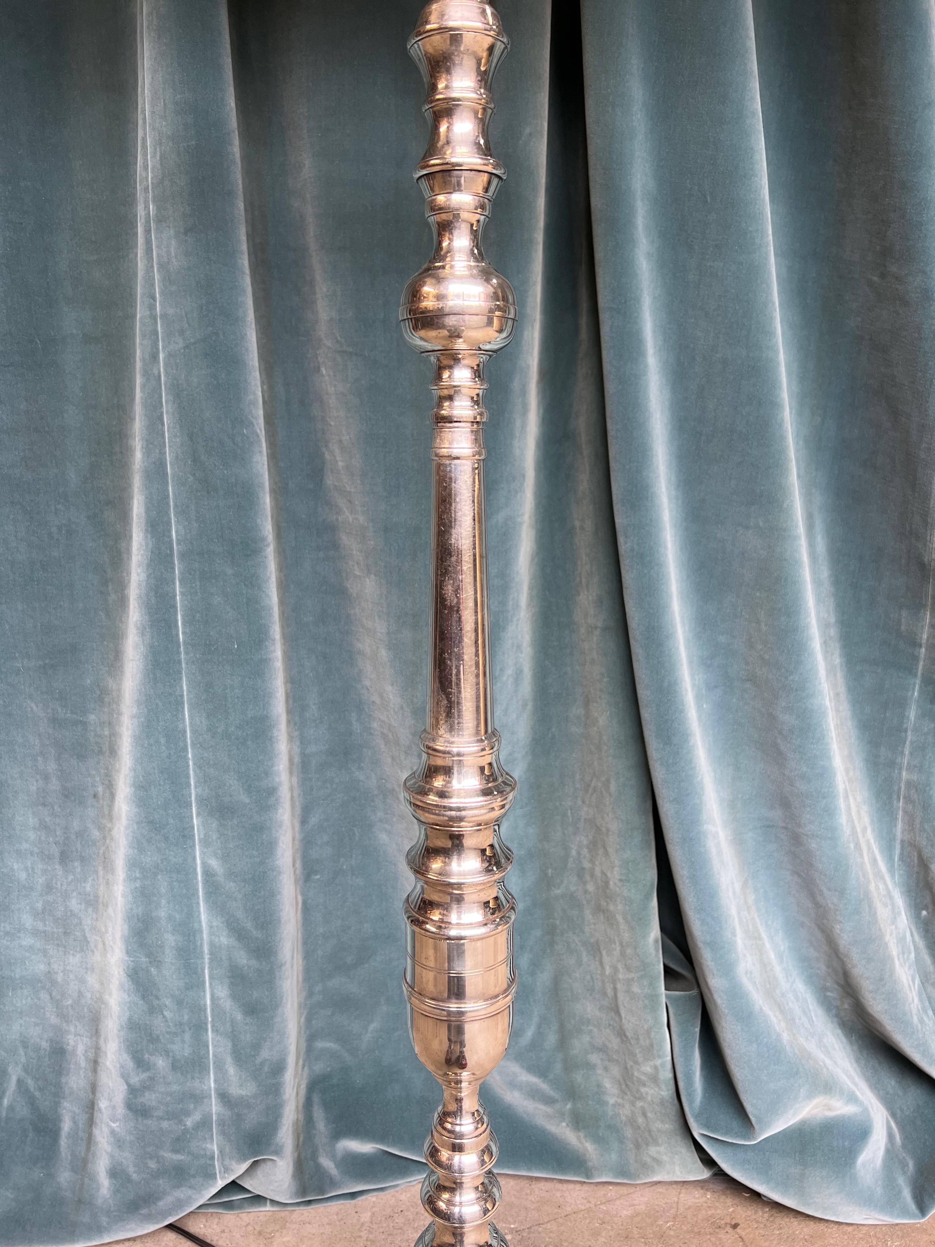 Neoclassical Style French Silvered Bronze Floor Lamp For Sale 5