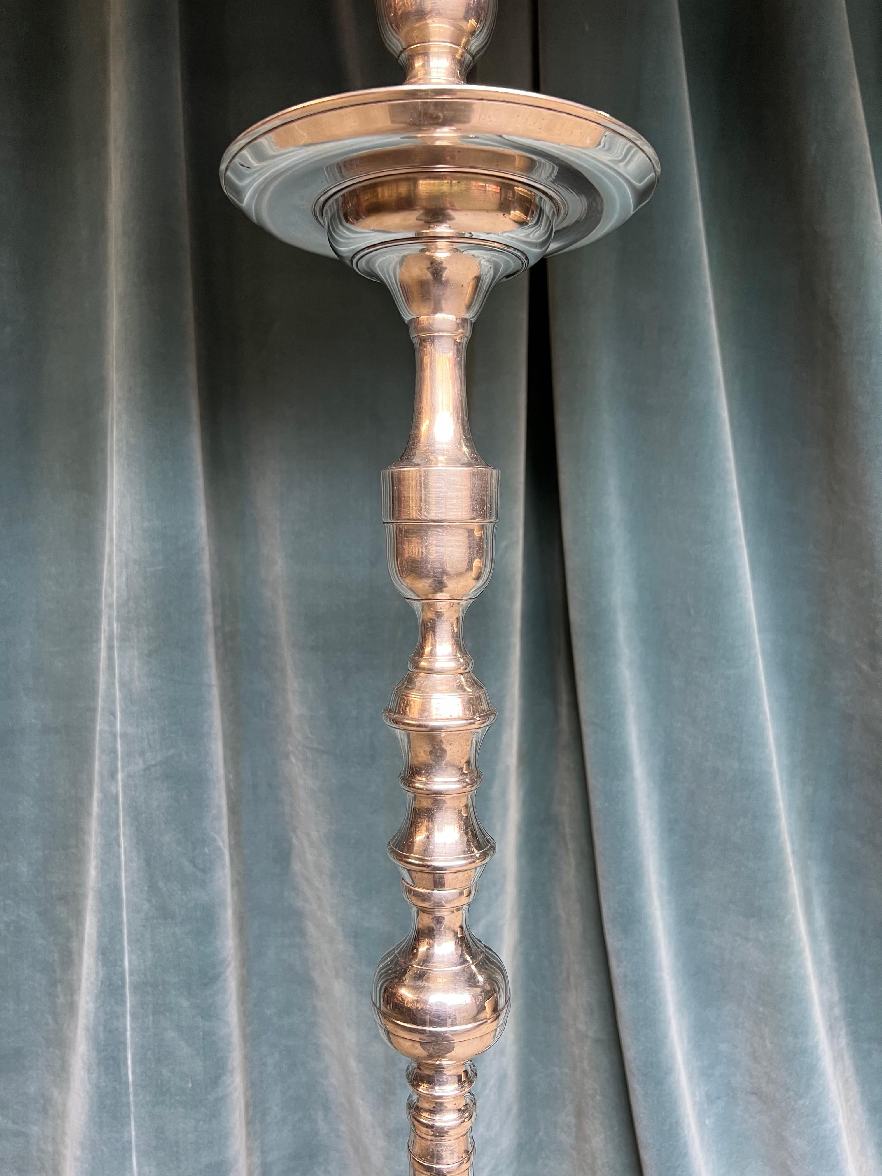 Neoclassical Style French Silvered Bronze Floor Lamp For Sale 7