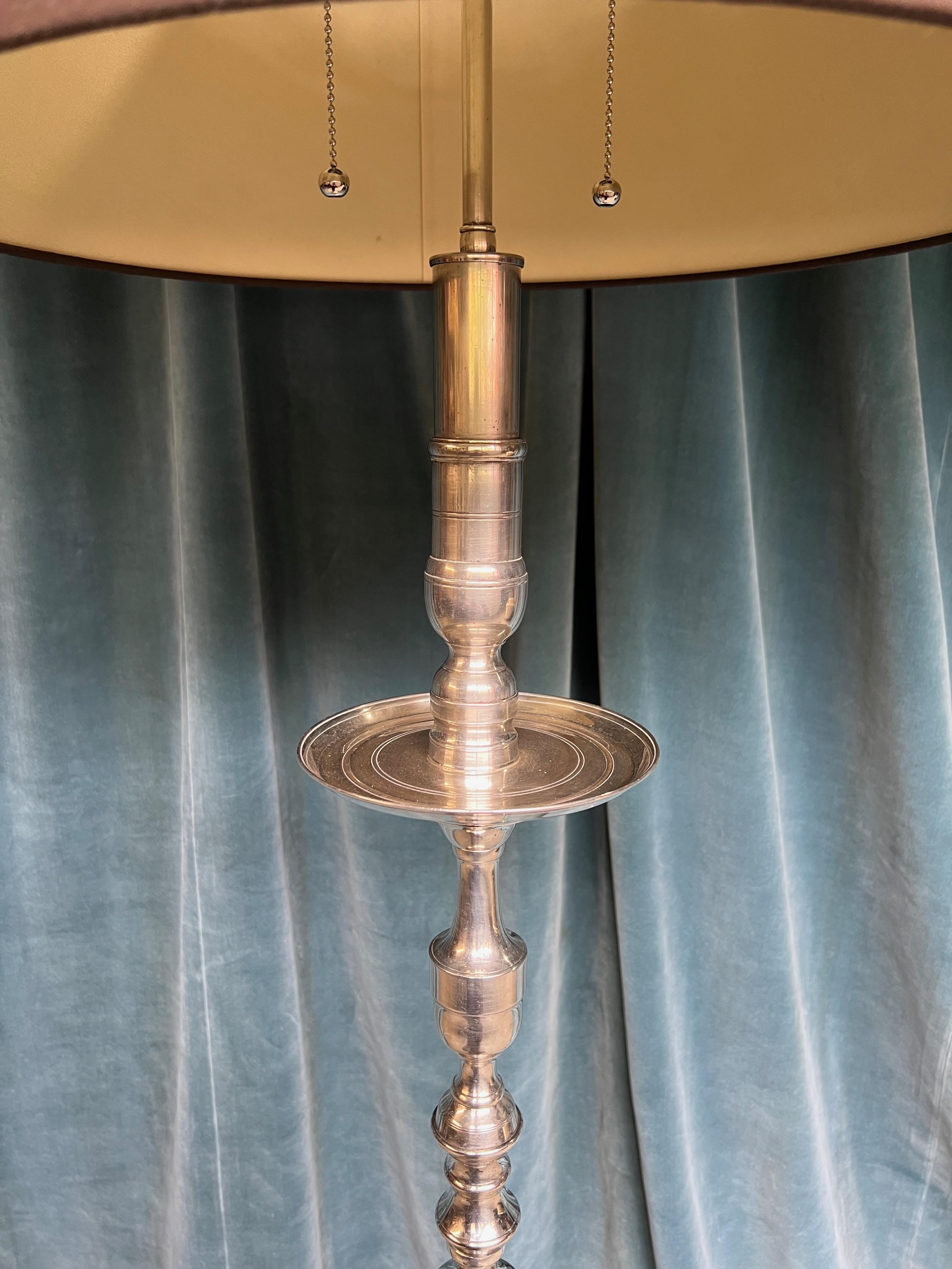 Neoclassical Style French Silvered Bronze Floor Lamp For Sale 8