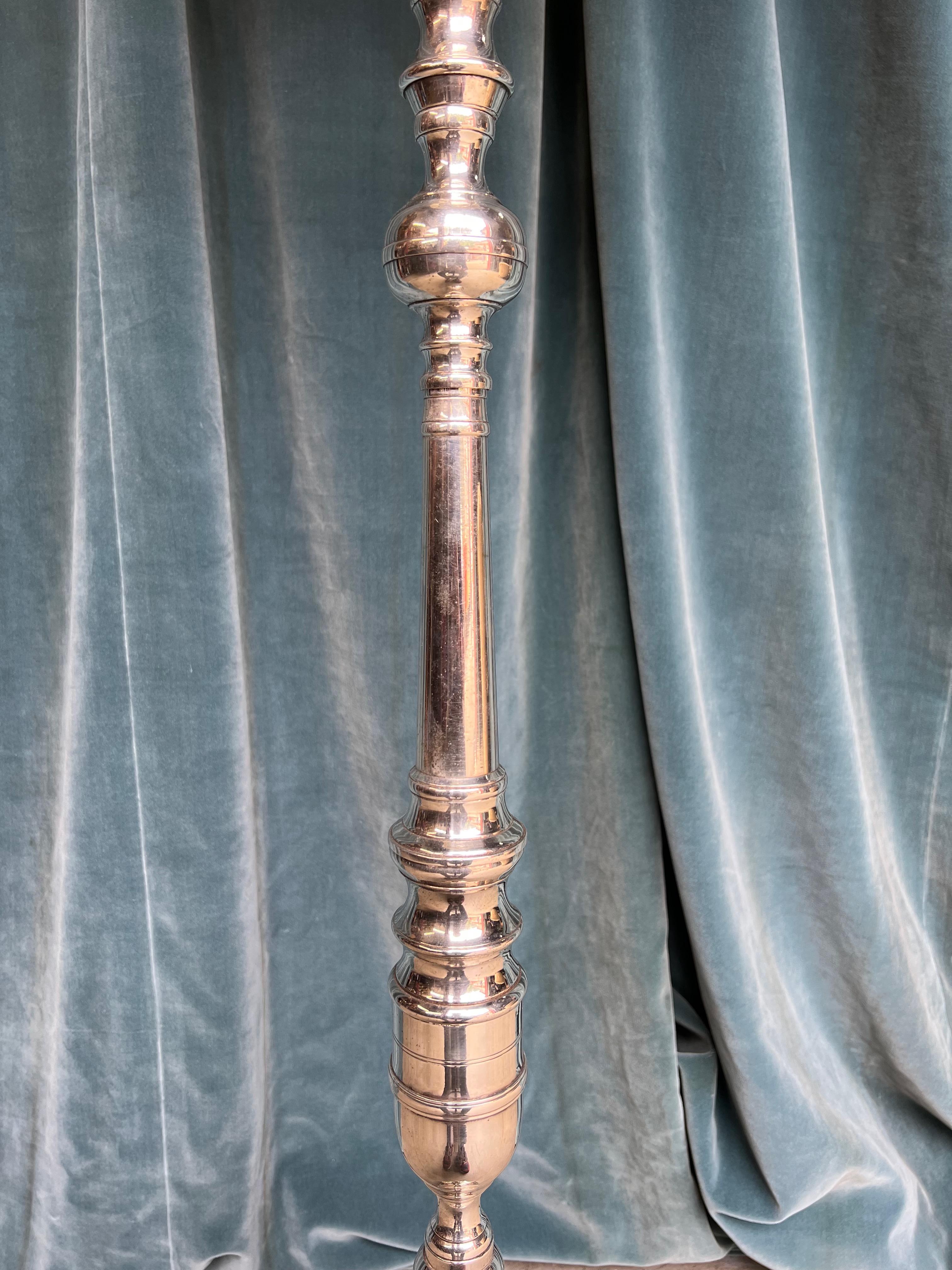 Neoclassical Style French Silvered Bronze Floor Lamp For Sale 1