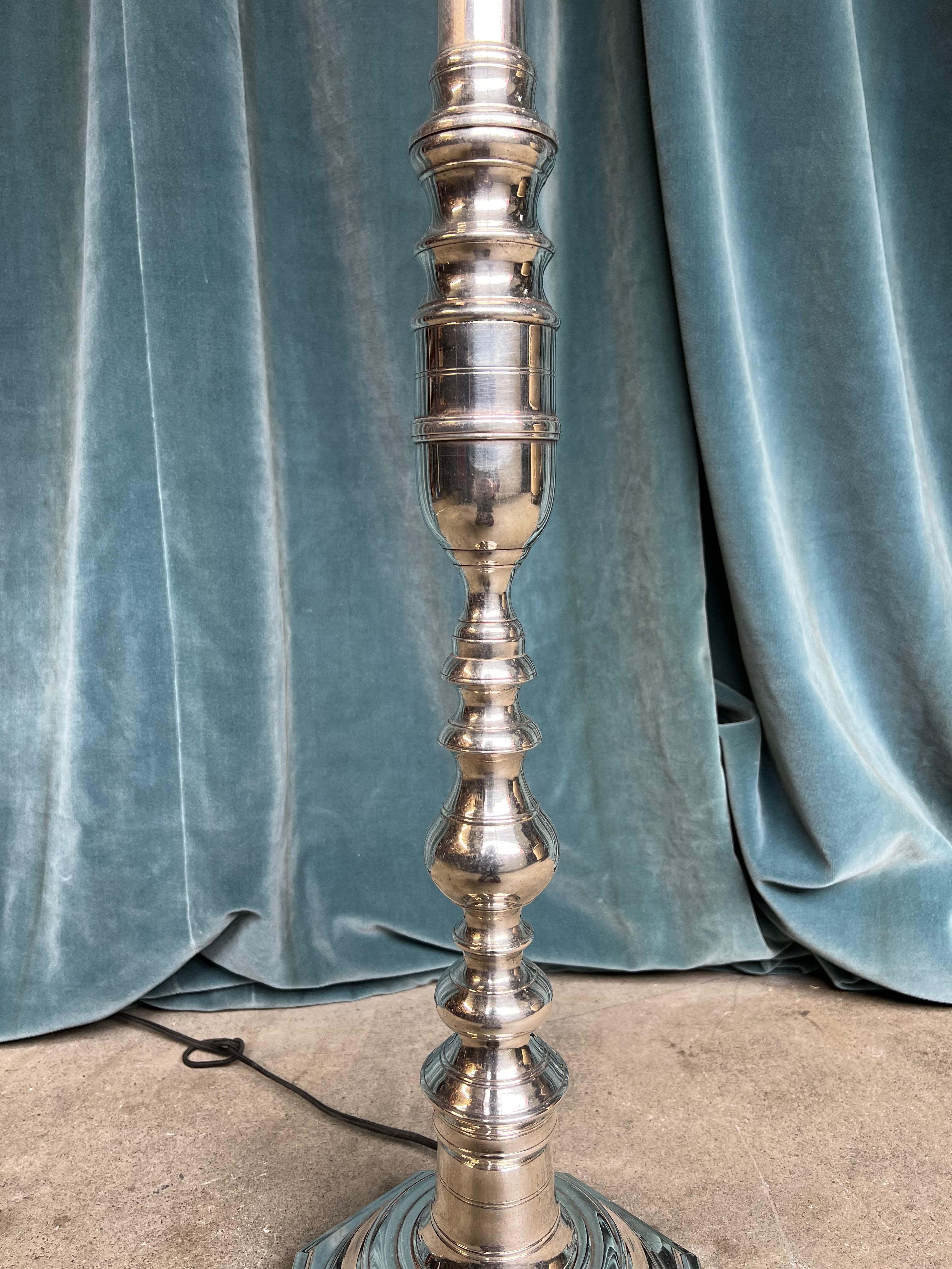 Neoclassical Style French Silvered Bronze Floor Lamp For Sale 3