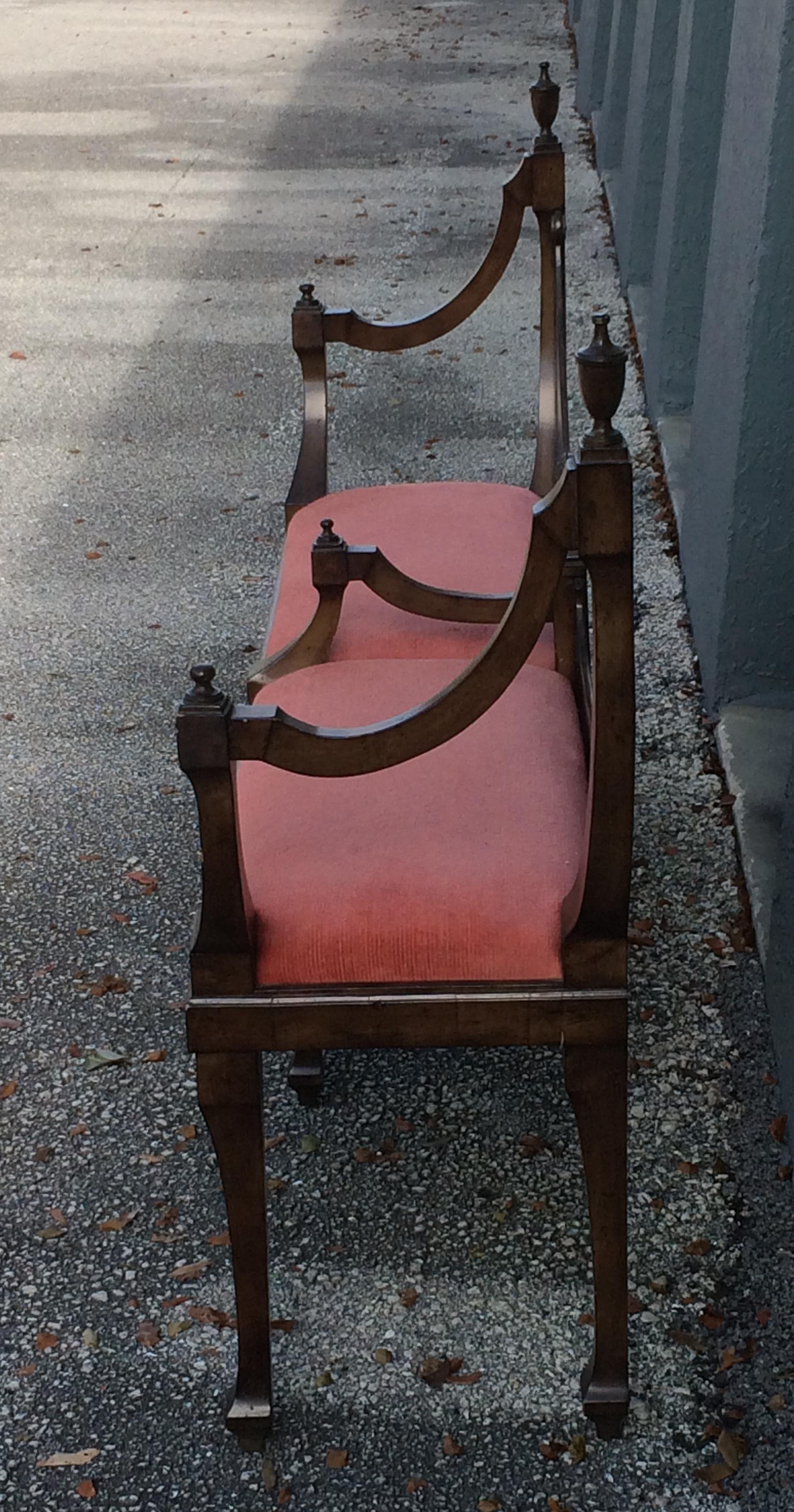 Neoclassical Style Fruitwood Bench with Cast Bronze Face 1