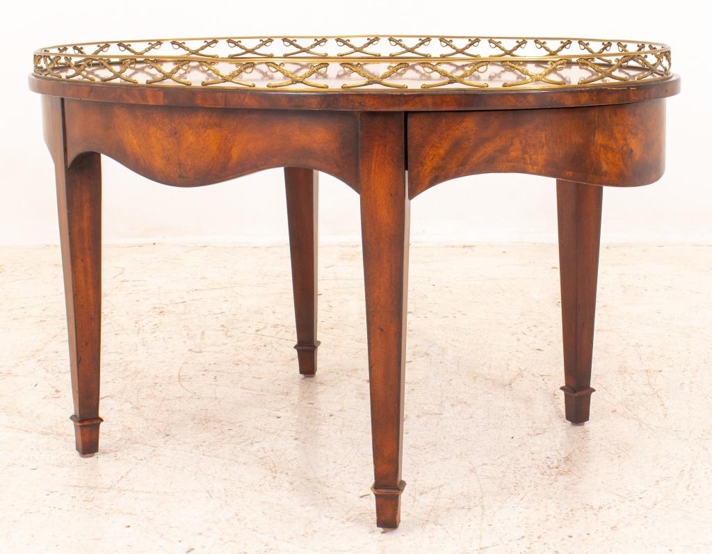 Gilt Neoclassical Style Galleried Oval Low Table For Sale