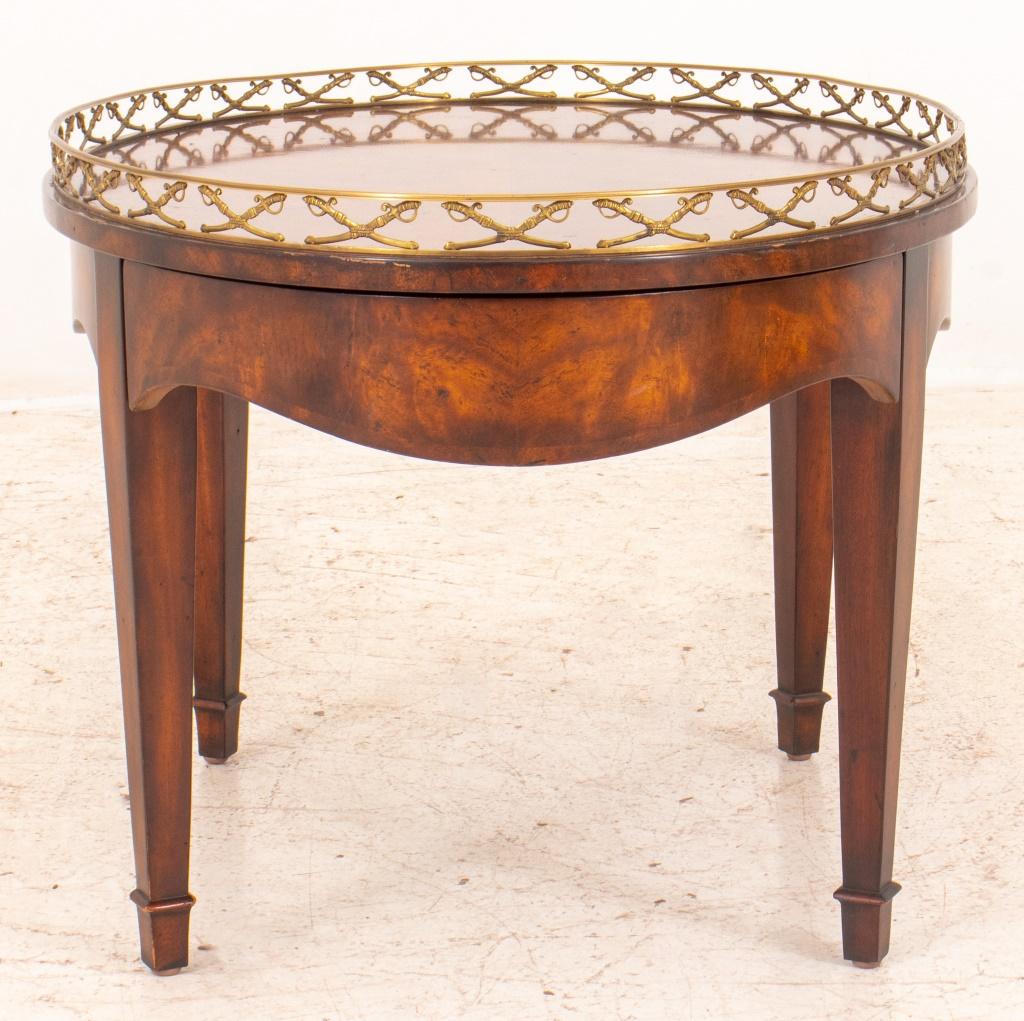 Contemporary Neoclassical Style Galleried Oval Low Table For Sale