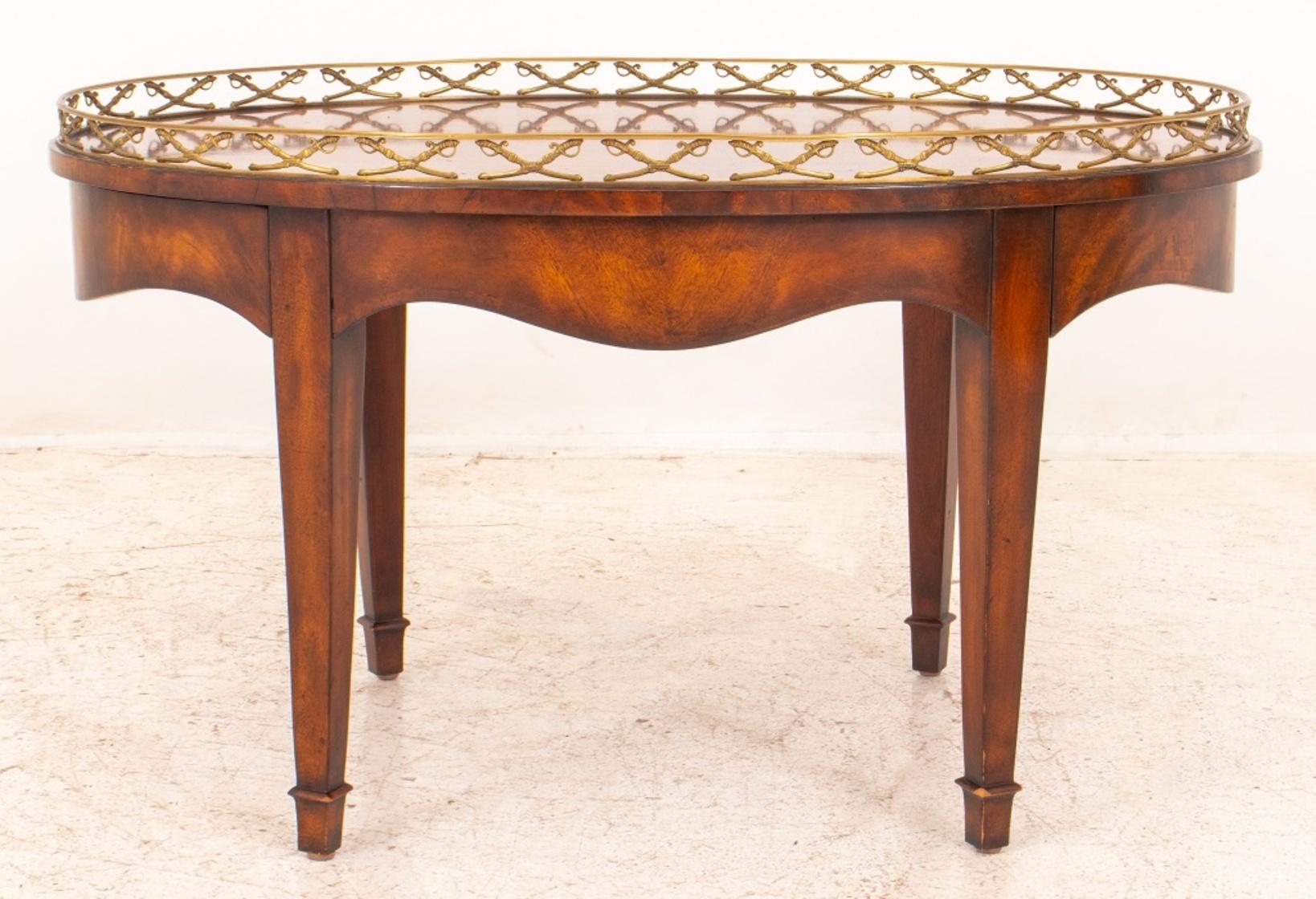 Neoclassical Style Galleried Oval Low Table For Sale