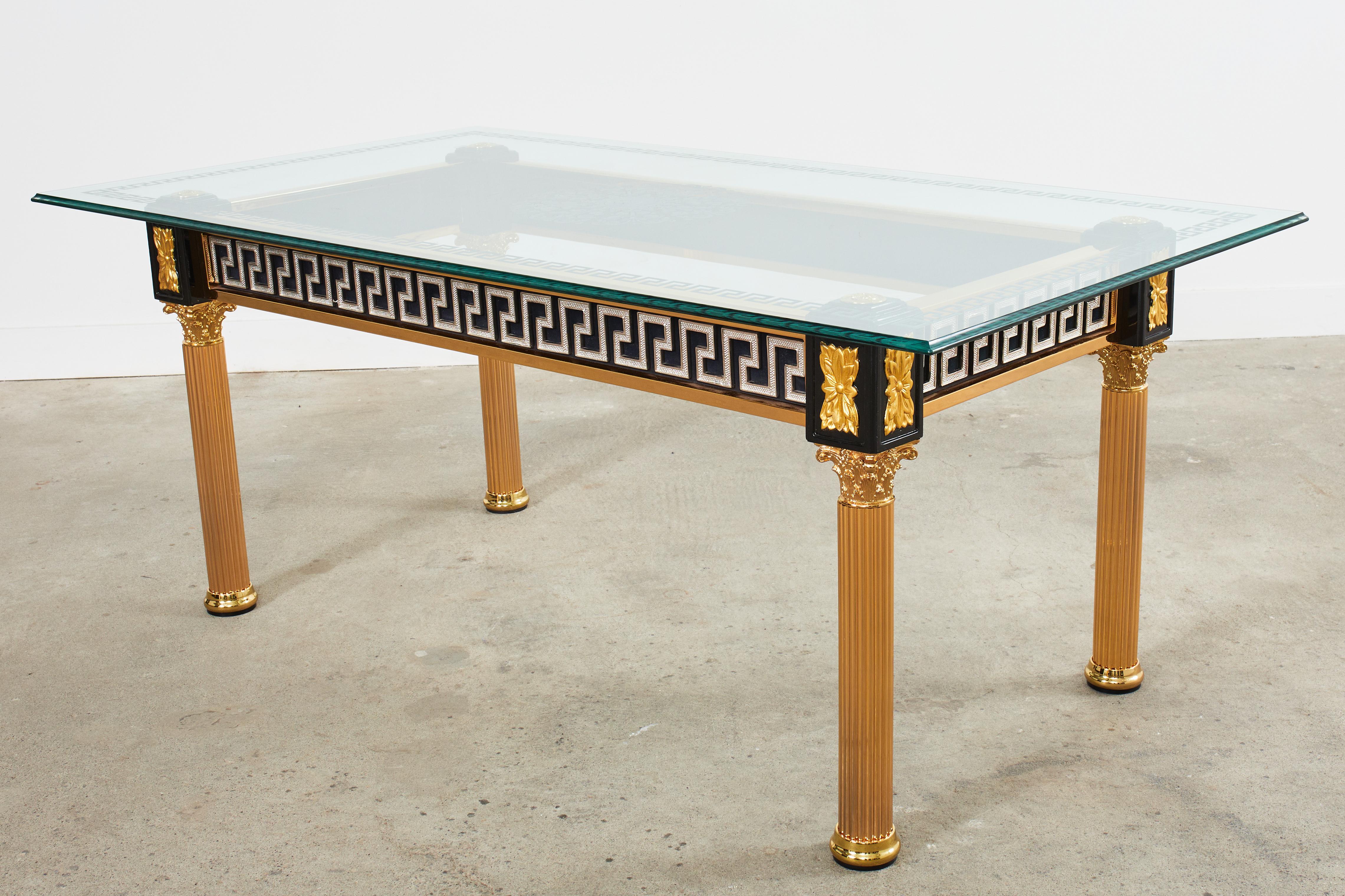 Neoclassical Style Gilded Metal Dining Table After Versace For Sale 3