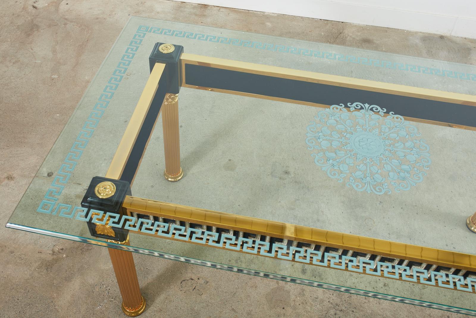 Neoclassical Style Gilded Metal Dining Table After Versace For Sale 9