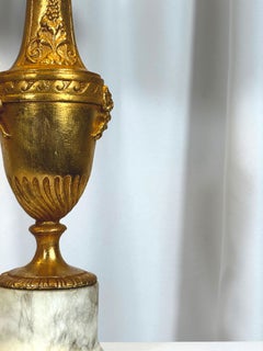 1950s Italian - Gilded Table Lamps, Neoclassical Style - Marble Base - Pair