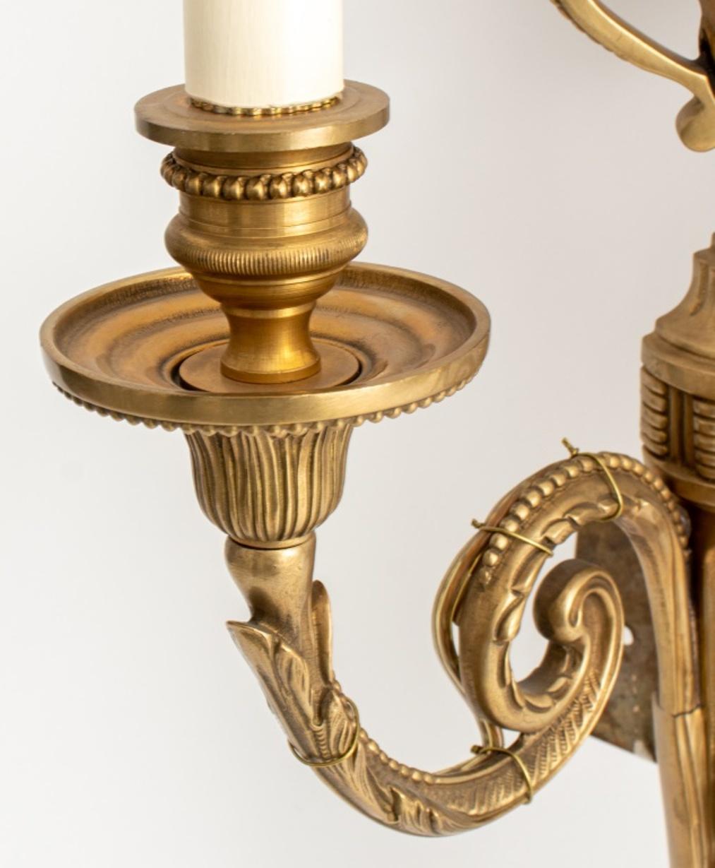 Neoclassical Style Gilt Bronze 2-Arm Sconces, Pair 4