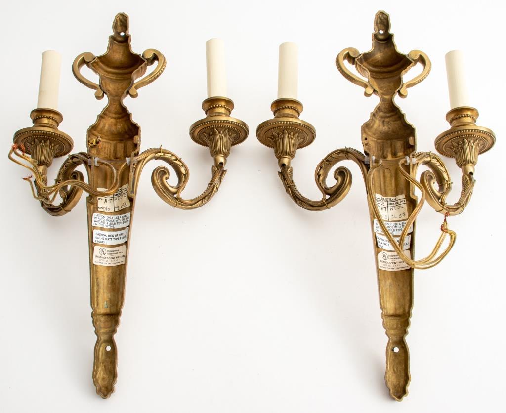 Neoclassical Style Gilt Bronze 2-Arm Sconces, Pair 5