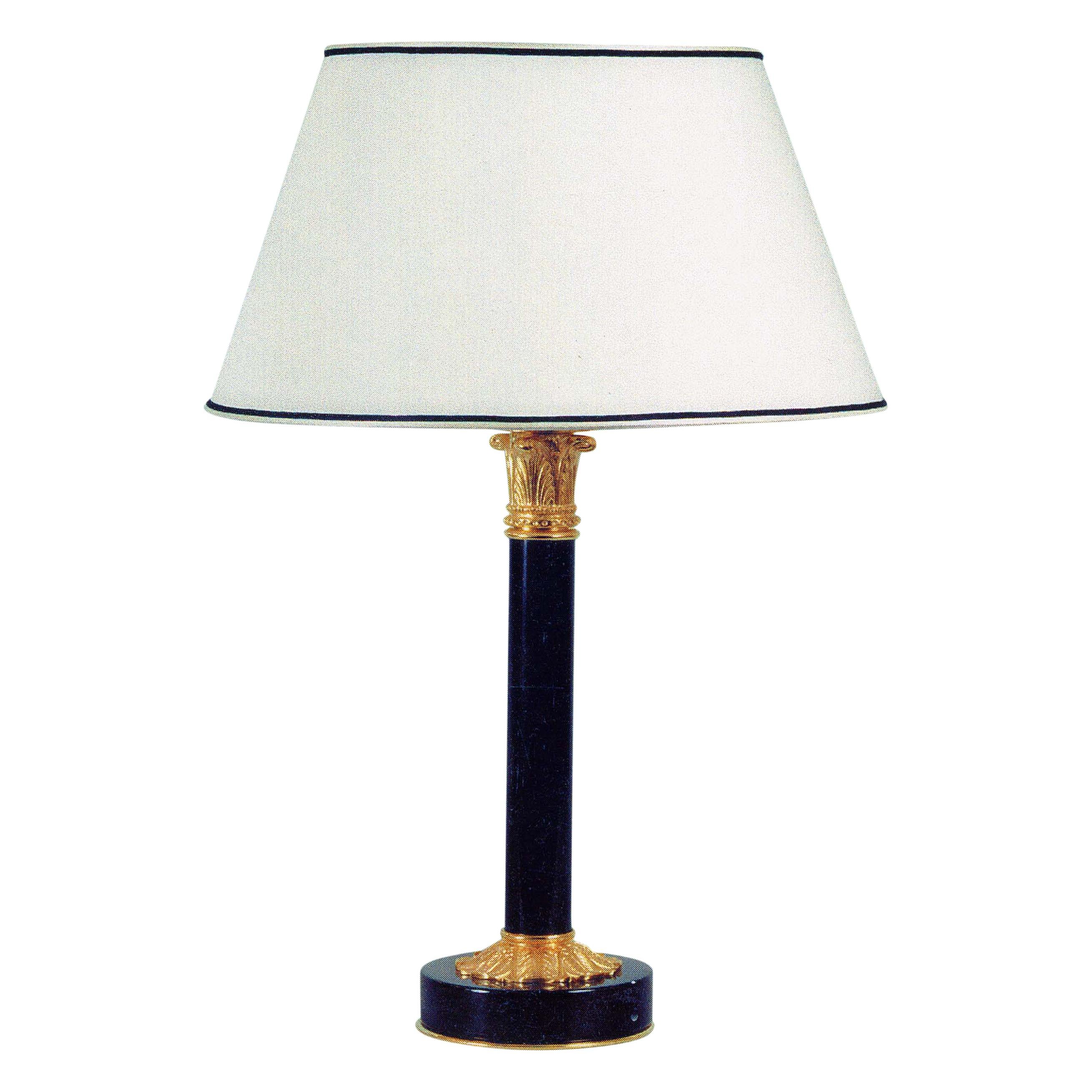 Neoclassical Style Gilt Bronze and Black Marble Lamp By Gherardo Degli Albizzi