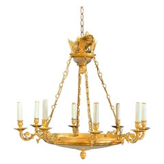 Neoclassical Style Gilt Bronze and Crystal Chandelier in Manner of Parzinger