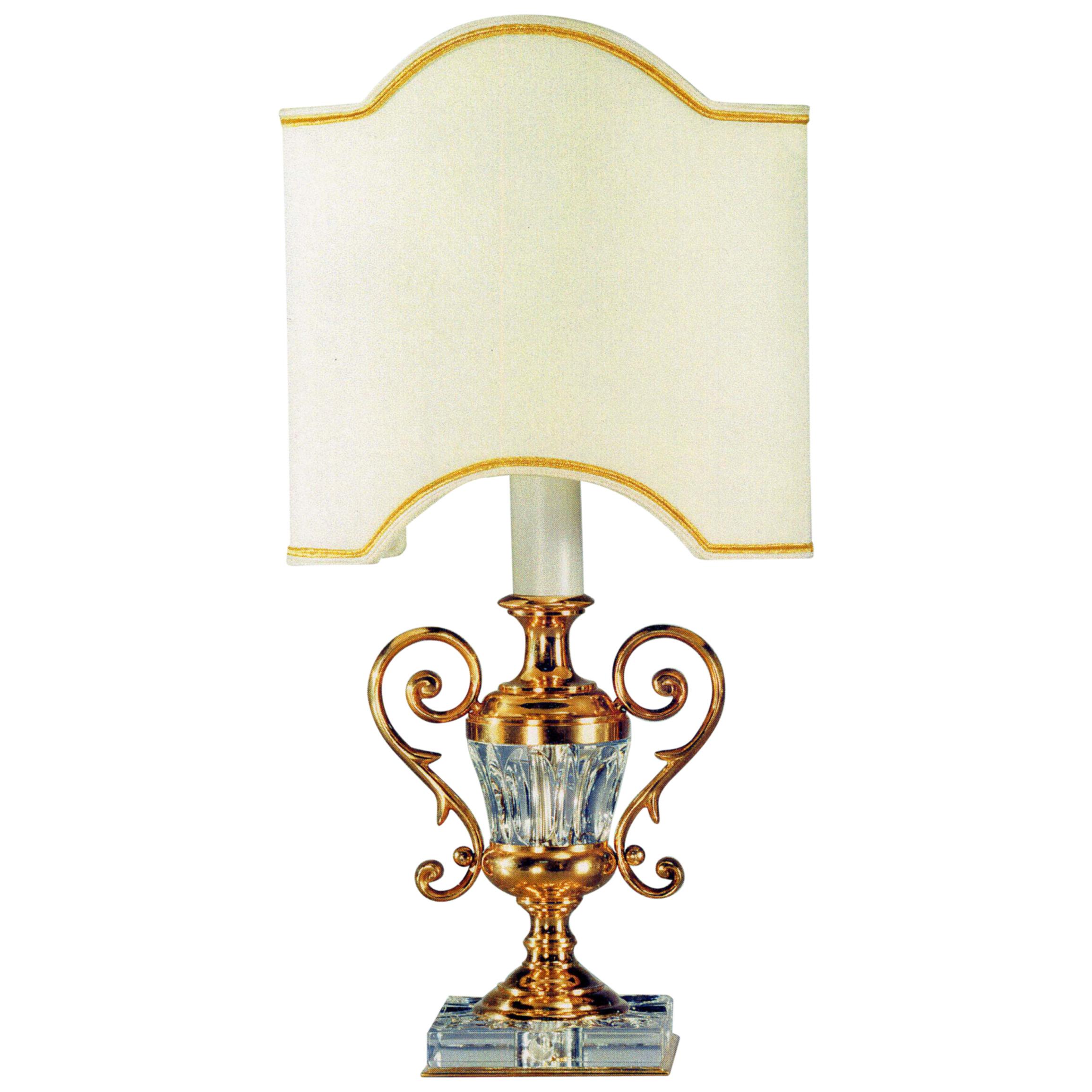 Neoklassizistische Lampe aus vergoldeter Bronze und geschliffenem Kristall von Gherardo Degli Albizzi im Angebot