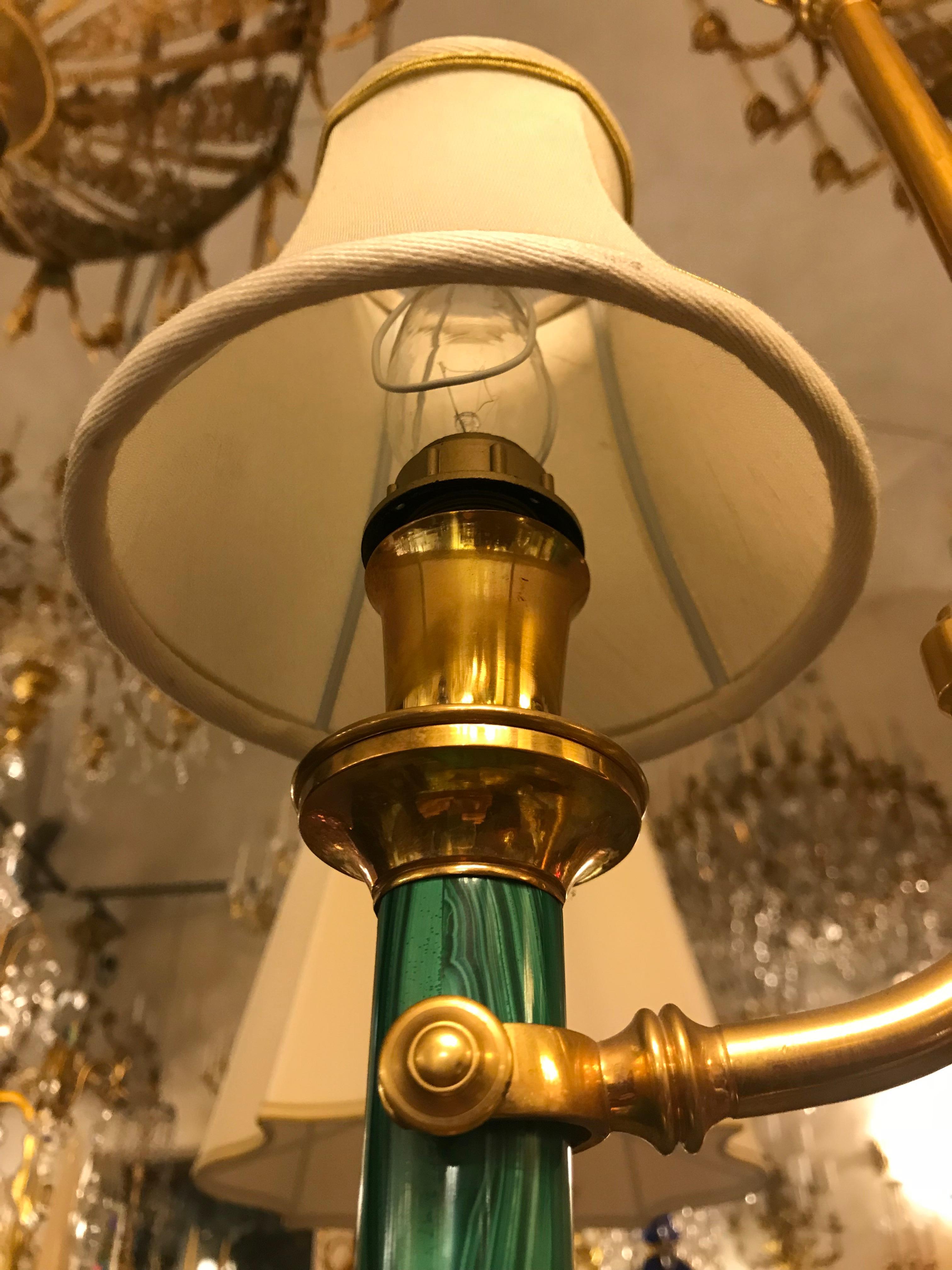 Italian Neoclassical Style Gilt Bronze and Malachite Lamp By Gherardo Degli Albizzi For Sale