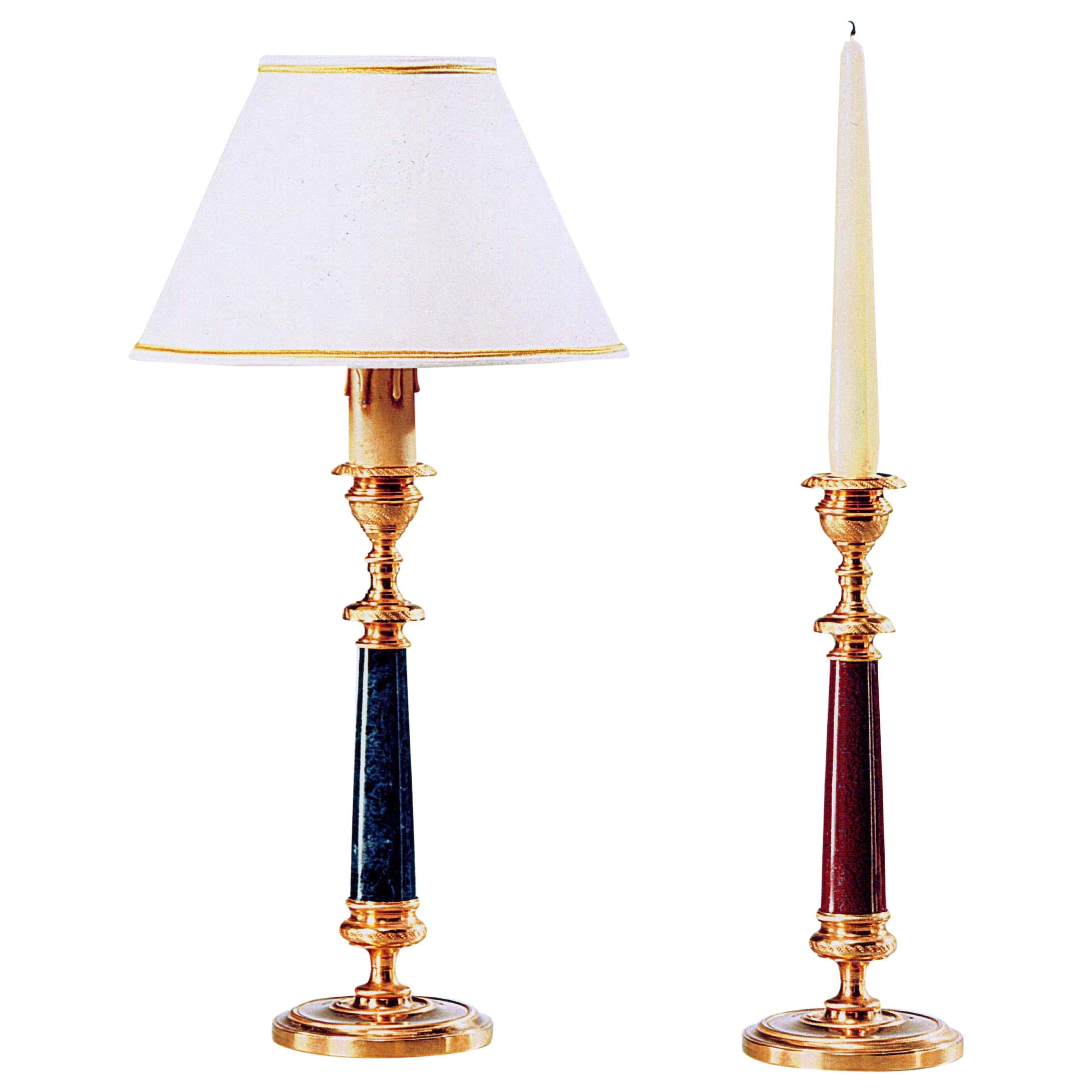 Neoclassical Style Gilt Bronze and Marble Candlestick by Gherardo Degli Albizzi For Sale